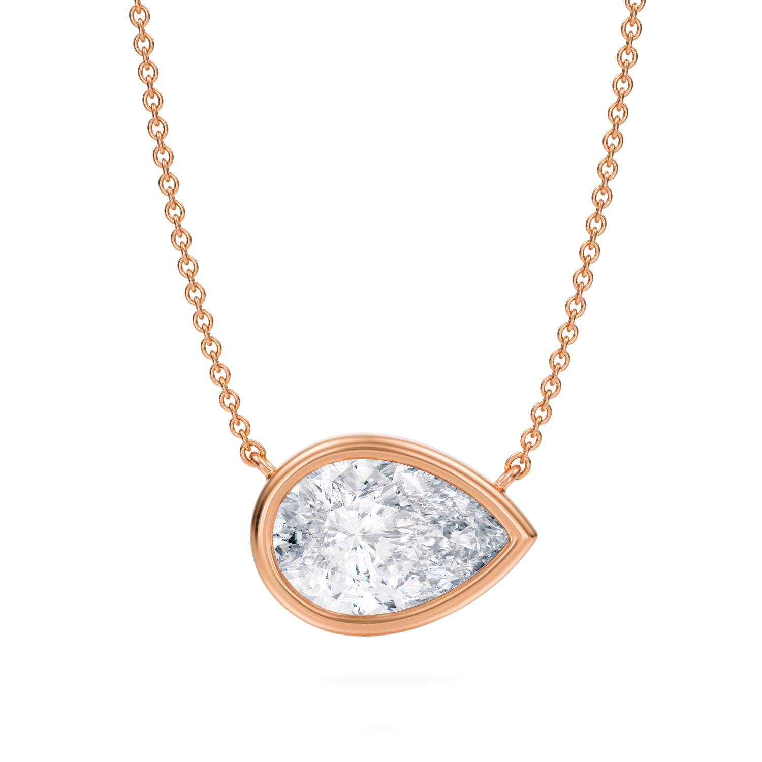 Carat Pear Bezel Solitaire Pendant Necklace
