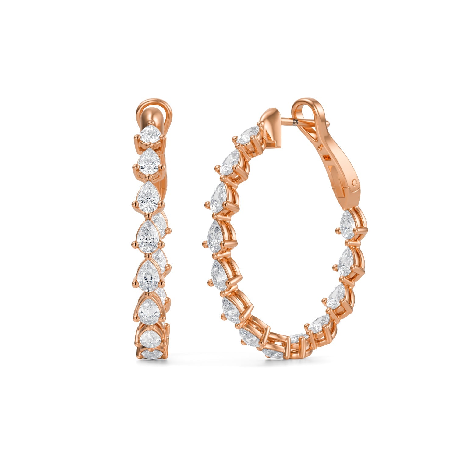 3 Carat Pear Inside Out Lab Grown Diamond Hoop Earrings - Michael Gabriels