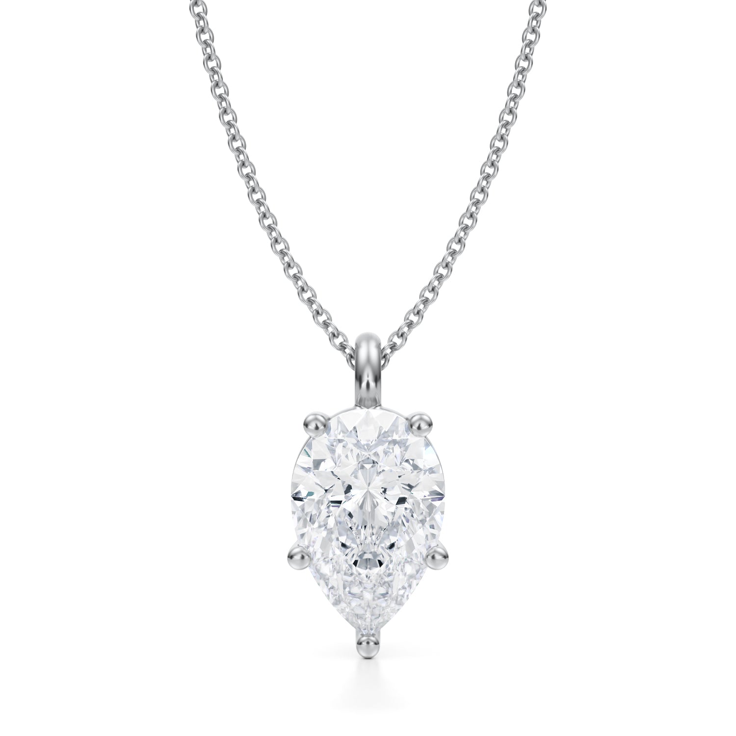 3 Carat Pear Lab Grown Diamond Solitaire Pendant - Michael Gabriels