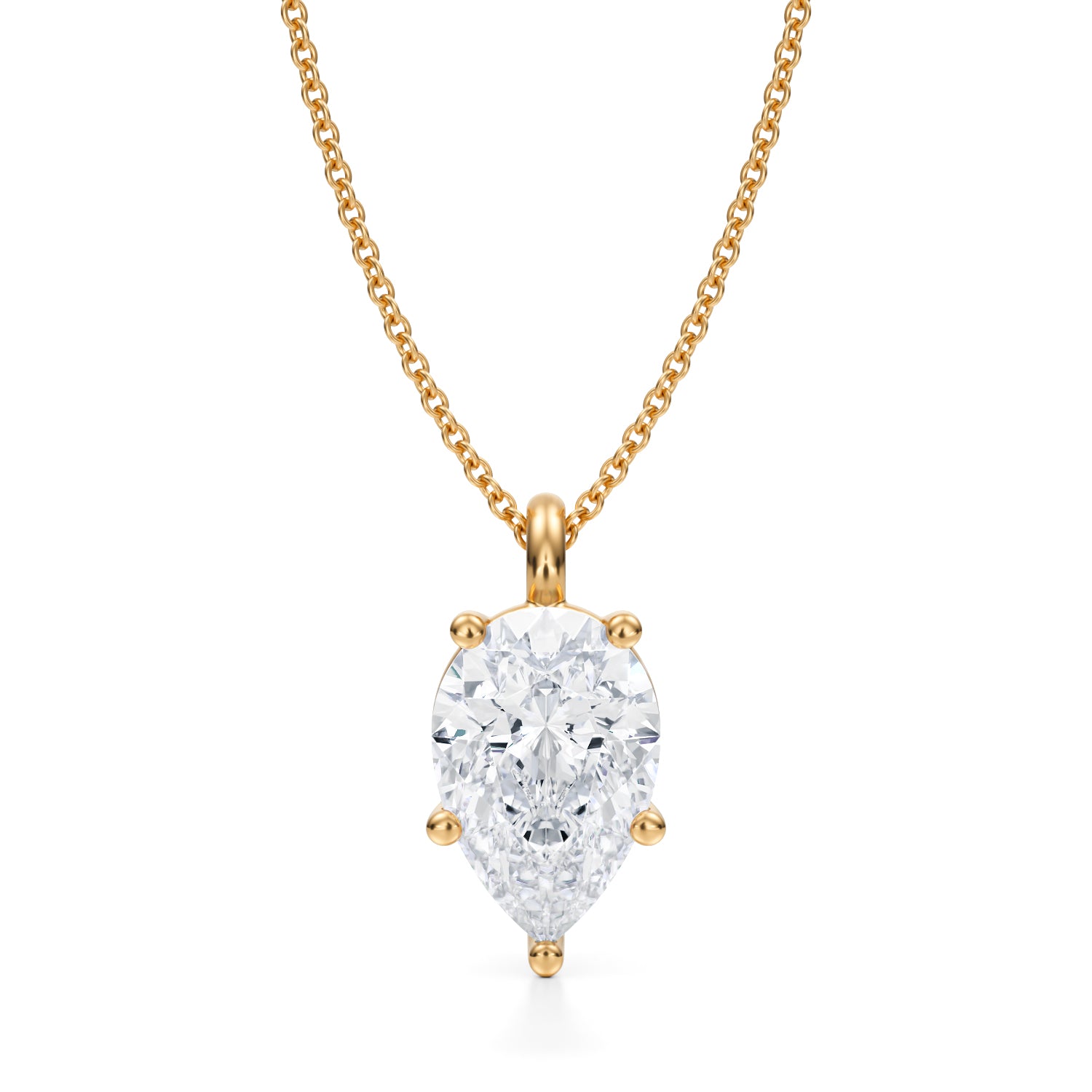 3 Carat Pear Lab Grown Diamond Solitaire Pendant - Michael Gabriels
