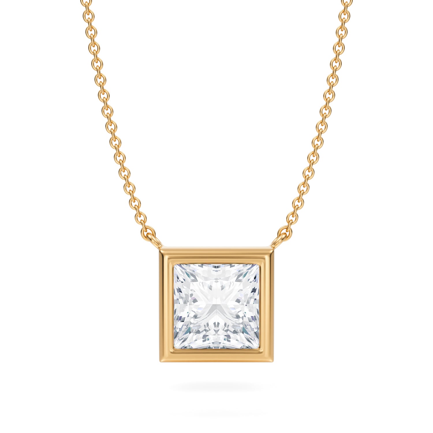 3 Carat Princess Cut Bezel Solitaire Pendant Necklace - Michael Gabriels
