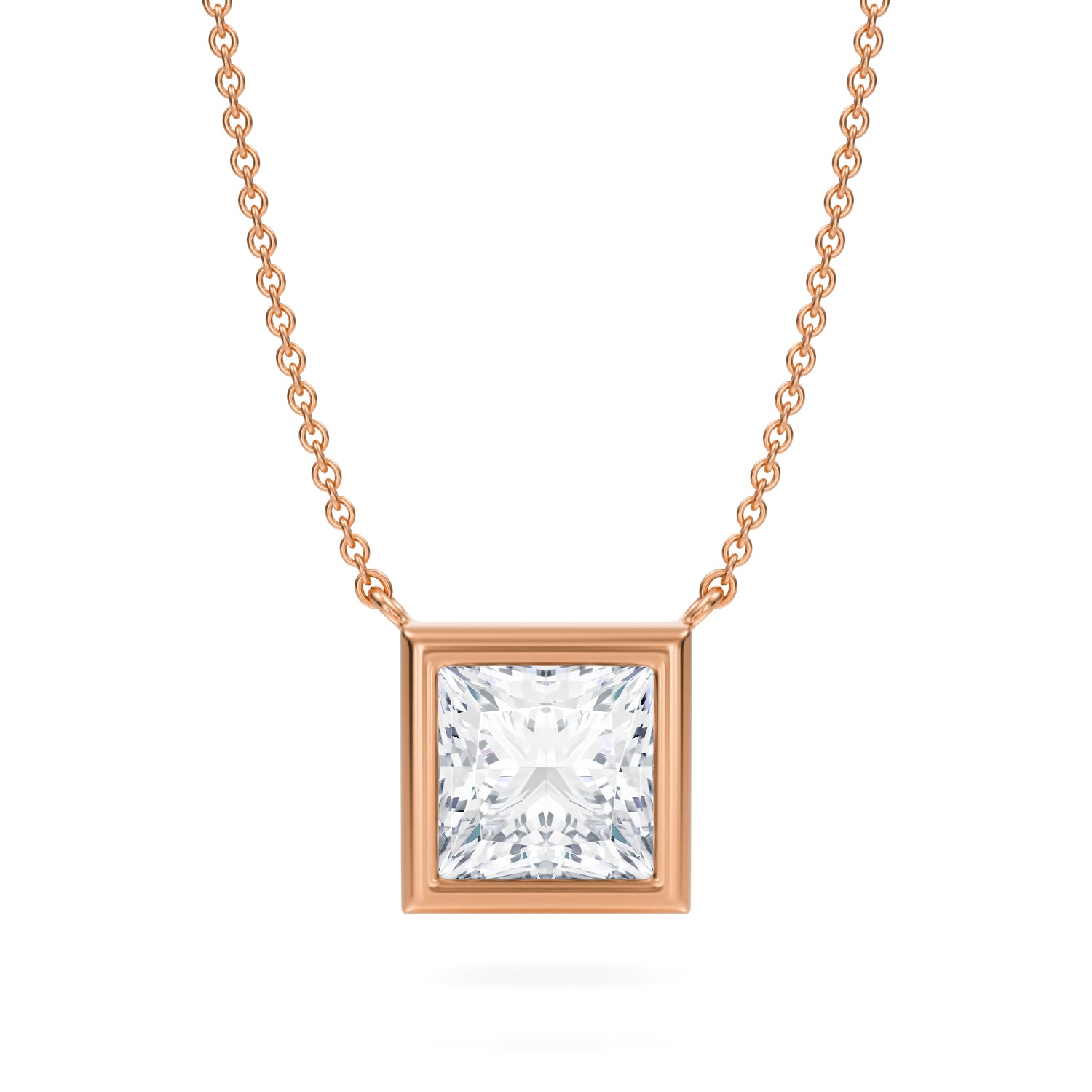3 Carat Princess Cut Bezel Solitaire Pendant Necklace - Michael Gabriels