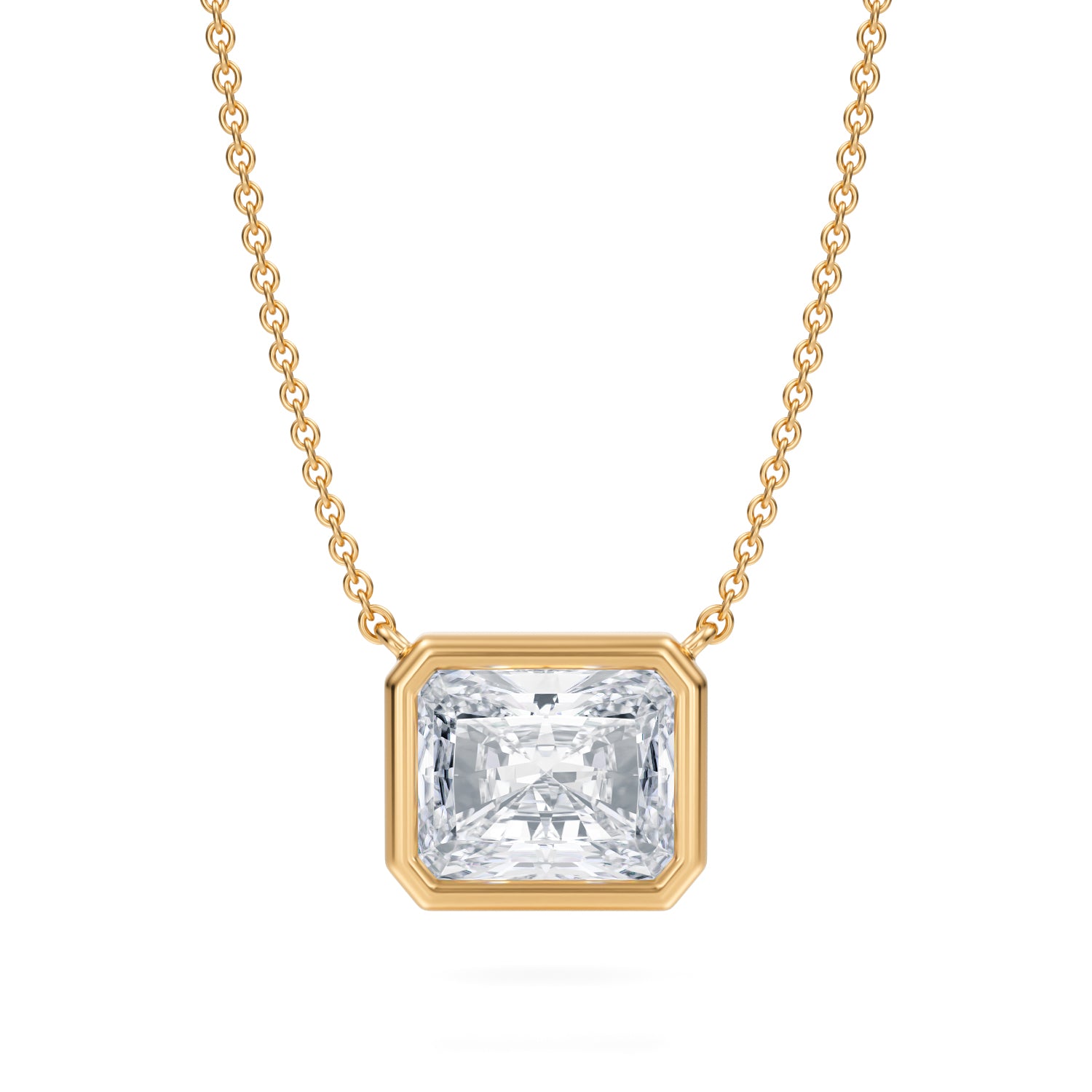 Carat Radiant Bezel Solitaire Pendant Necklace - Main Image