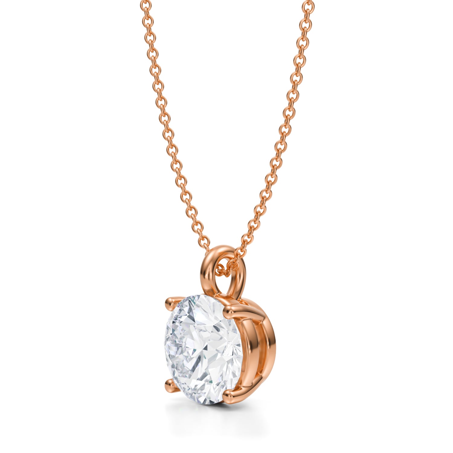 3 Carat Round Lab Grown Diamond Solitaire Pendant - Michael Gabriels