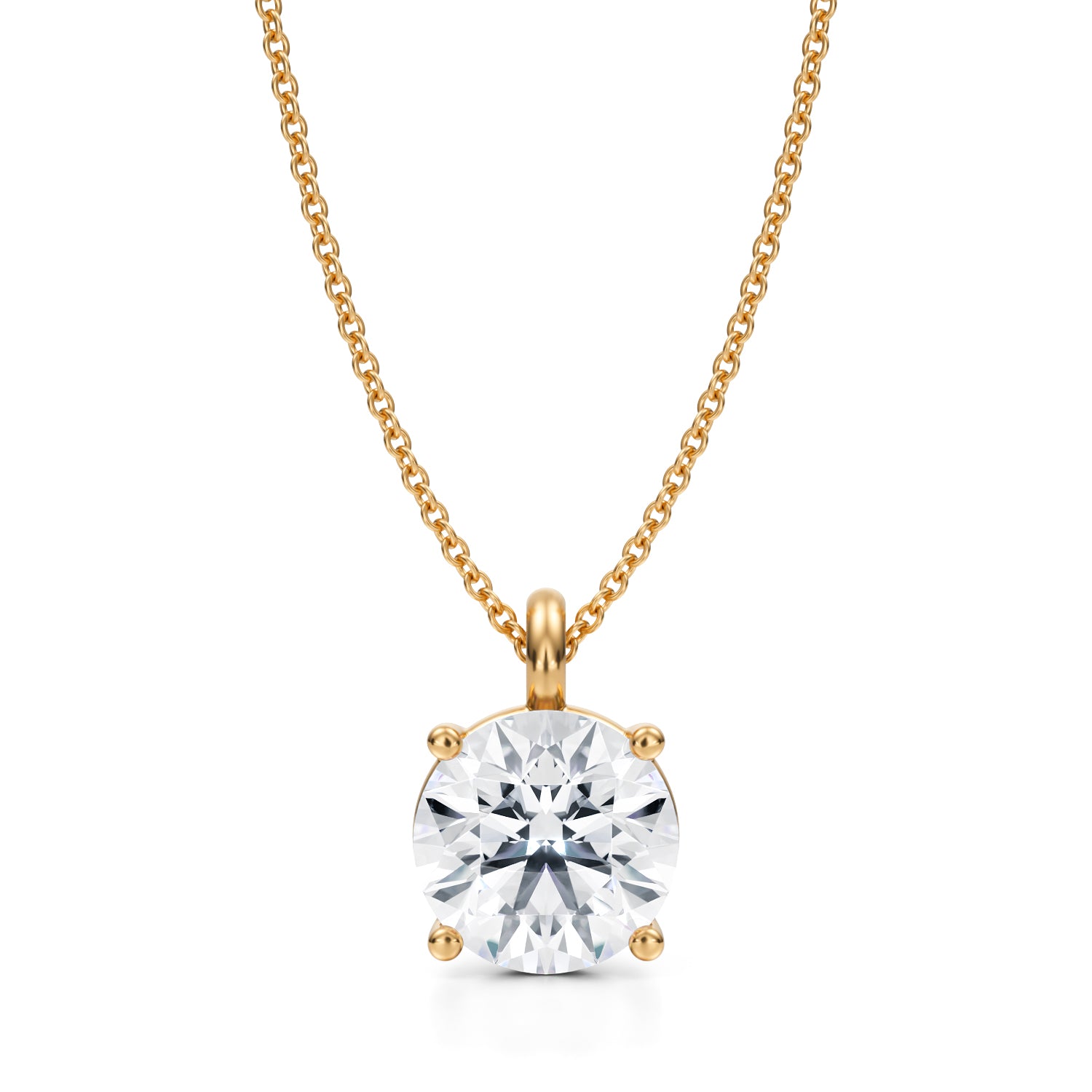 3 Carat Round Lab Grown Diamond Solitaire Pendant - Michael Gabriels