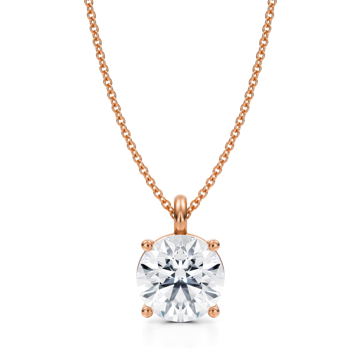 3 Carat Round Lab Grown Diamond Solitaire Pendant - Michael Gabriels