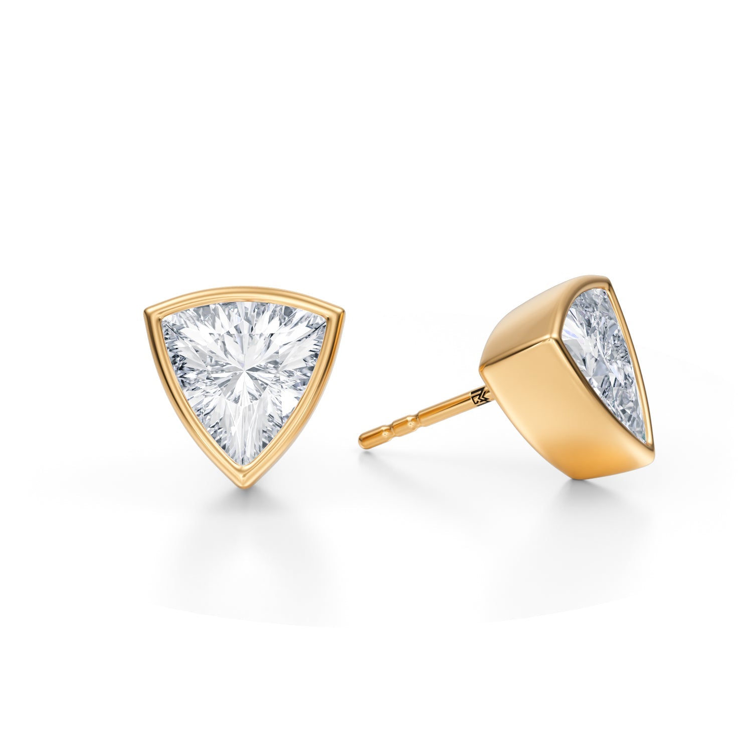 アクセサリー DIAMOND SLAB STUD EARRING 3 Carat Trillion Bezel Lab Grown Diamond Stud Earrings