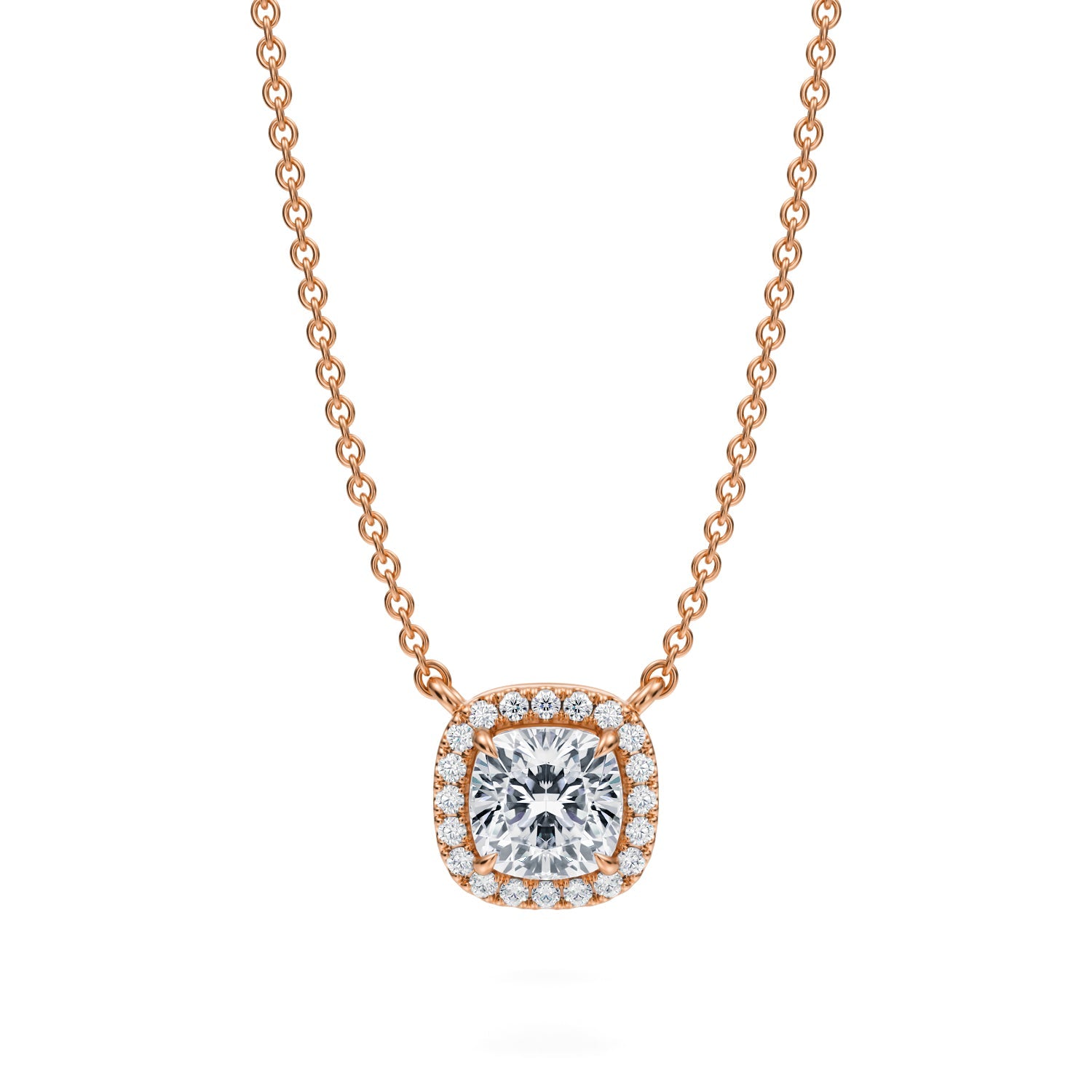 3/4 Carat Cushion Classic Halo Pendant - Michael Gabriels