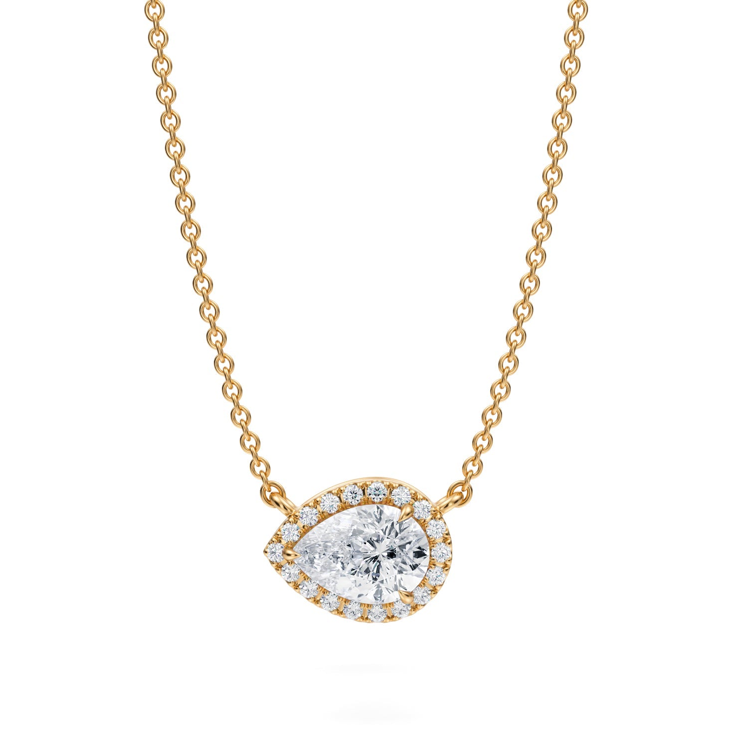 3/4 Carat Pear Classic Halo Pendant - Michael Gabriels