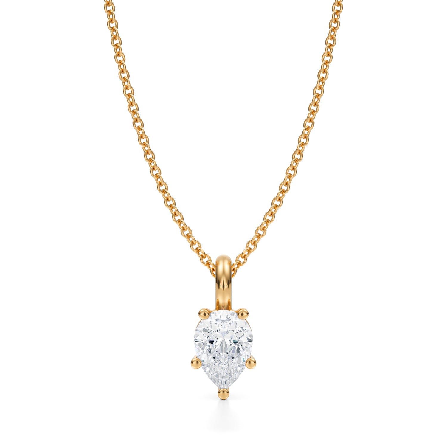 3/4 Carat Pear Lab Grown Diamond Solitaire Pendant - Michael Gabriels