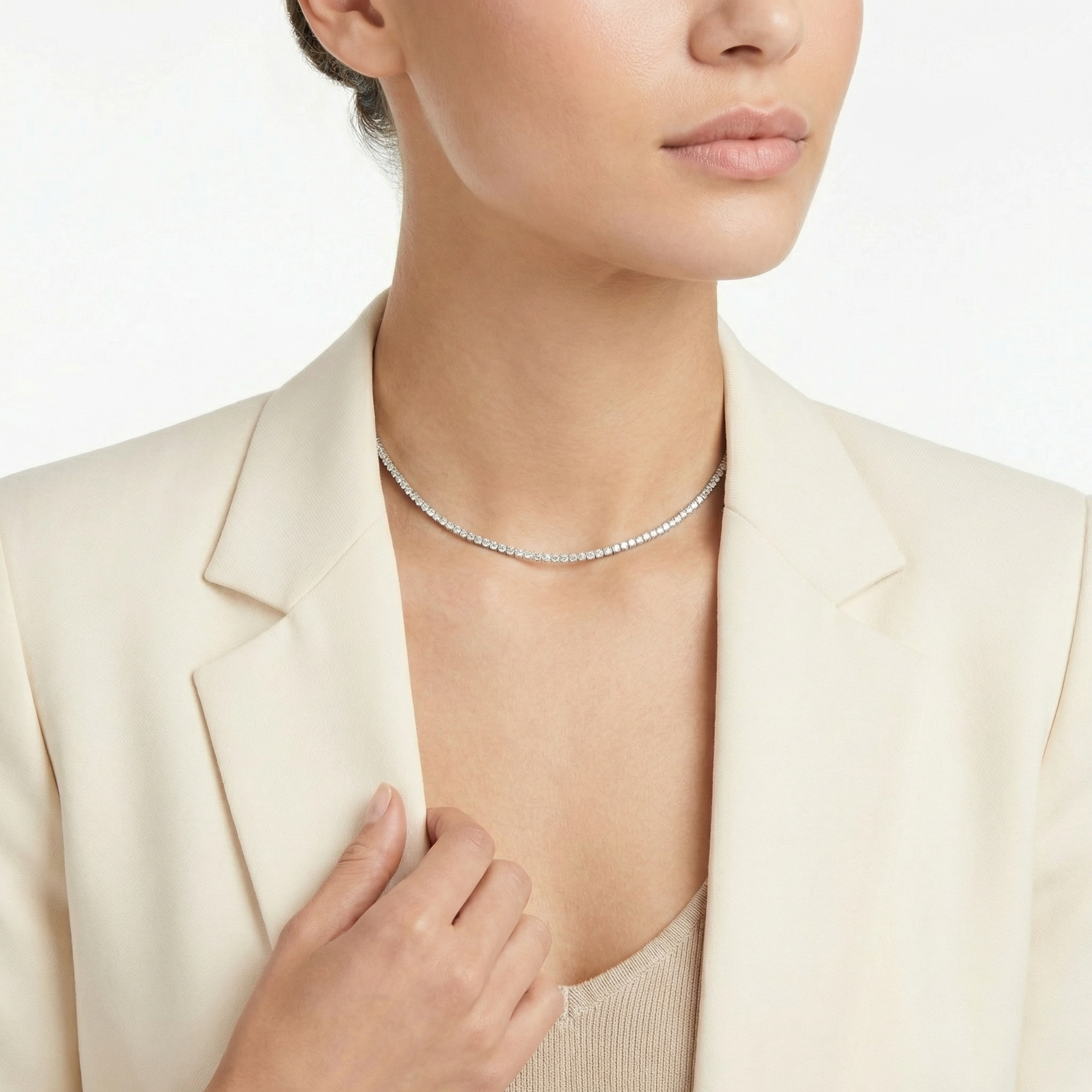 3 Carat Round Lab Grown Diamond Tennis Necklace