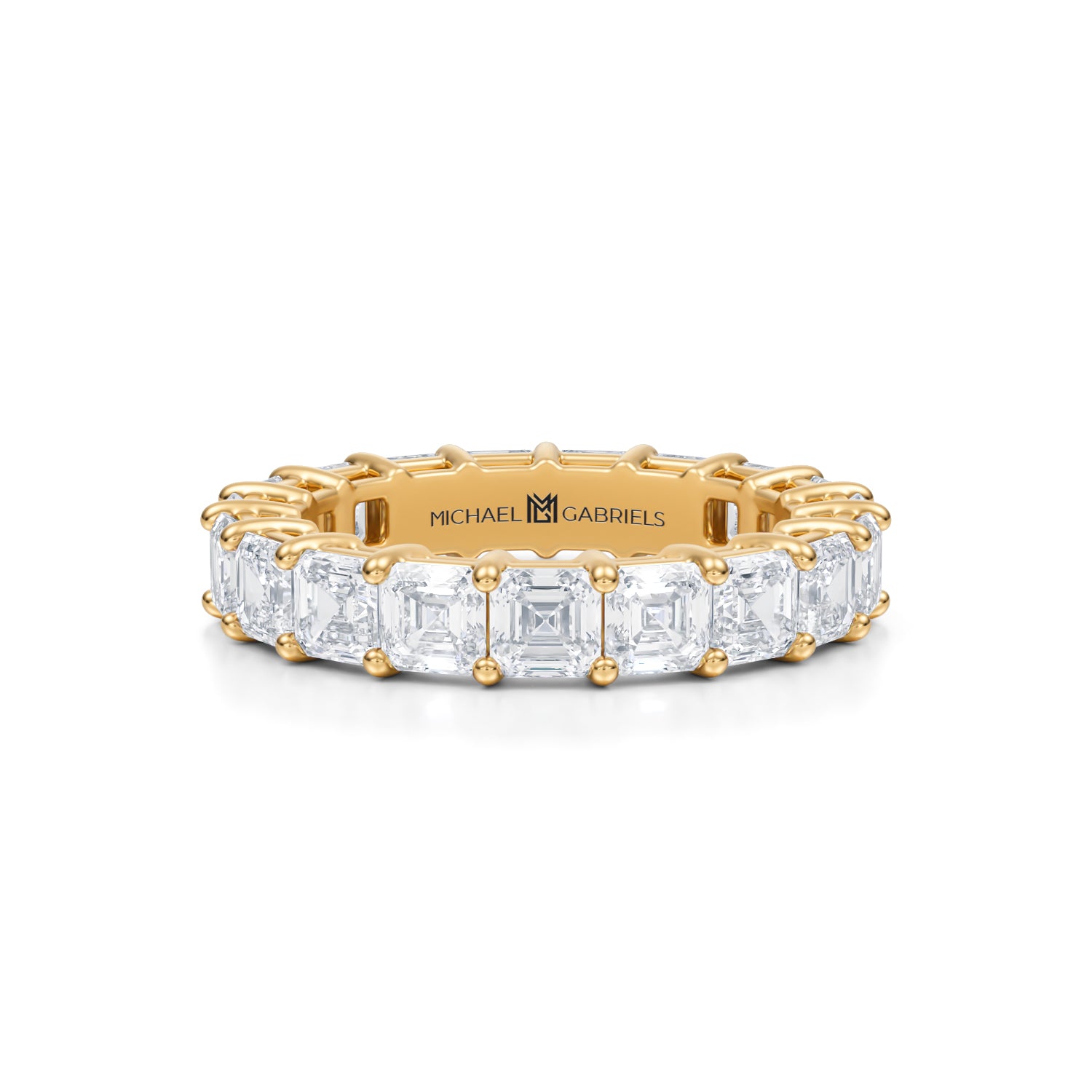 4 Carat Asscher Cut Lab Grown Diamond Basket Eternity Band - Michael Gabriels
