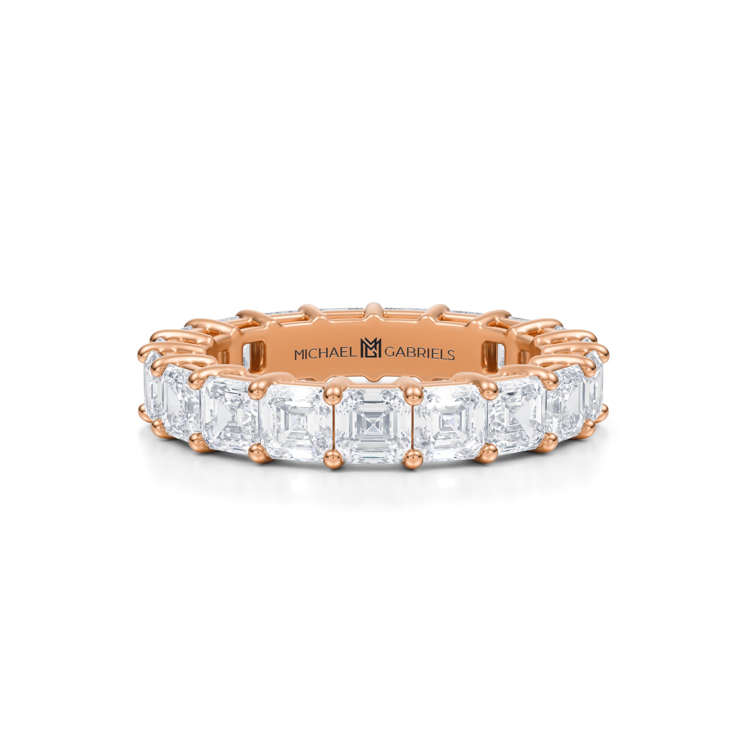 4 Carat Asscher Cut Lab Grown Diamond Basket Eternity Band - Michael Gabriels