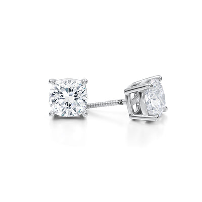4 Carat Cushion Lab Grown Diamond Stud Earrings - Michael Gabriels
