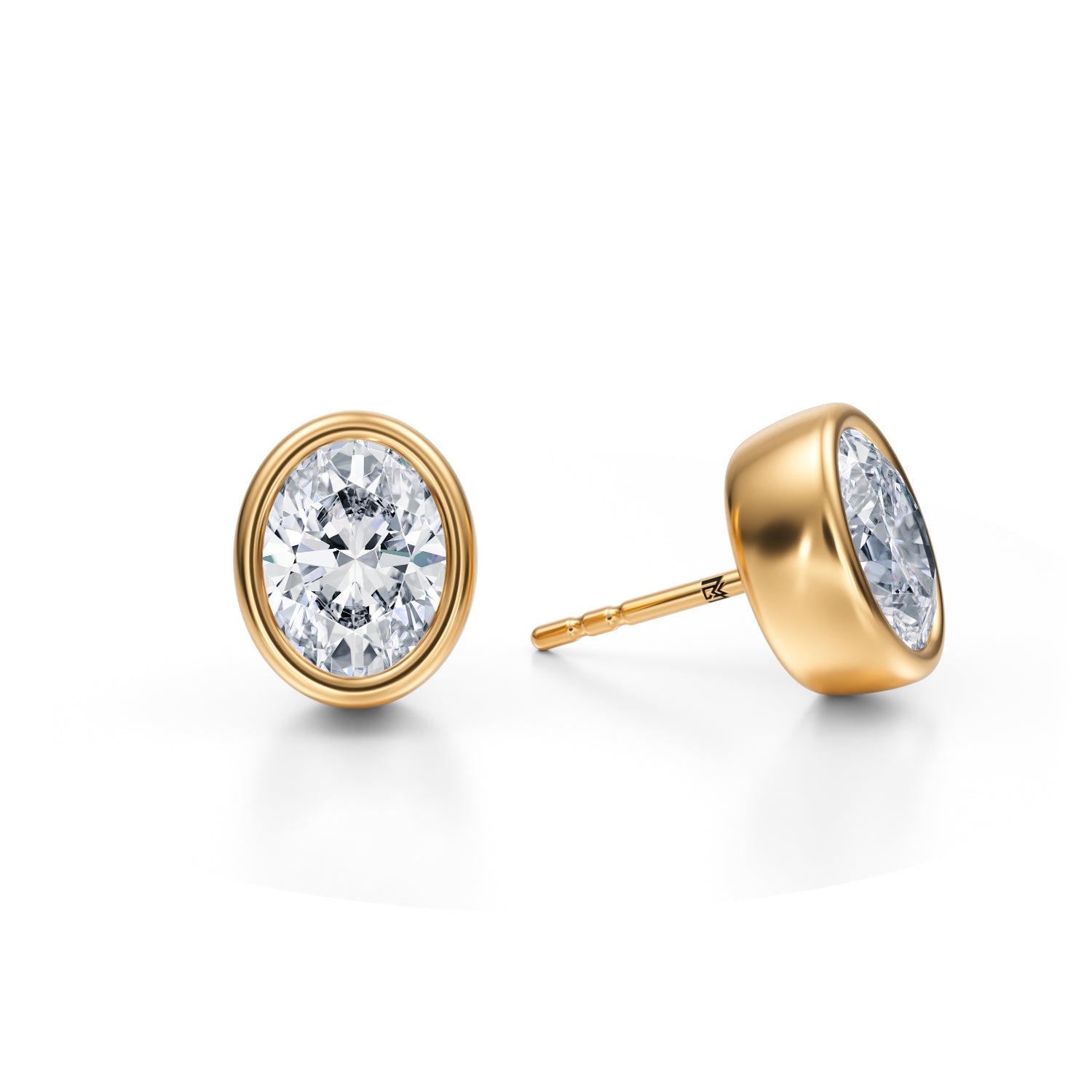 4 Carat Oval Bezel Stud Lab Grown Diamond Earrings - Michael Gabriels