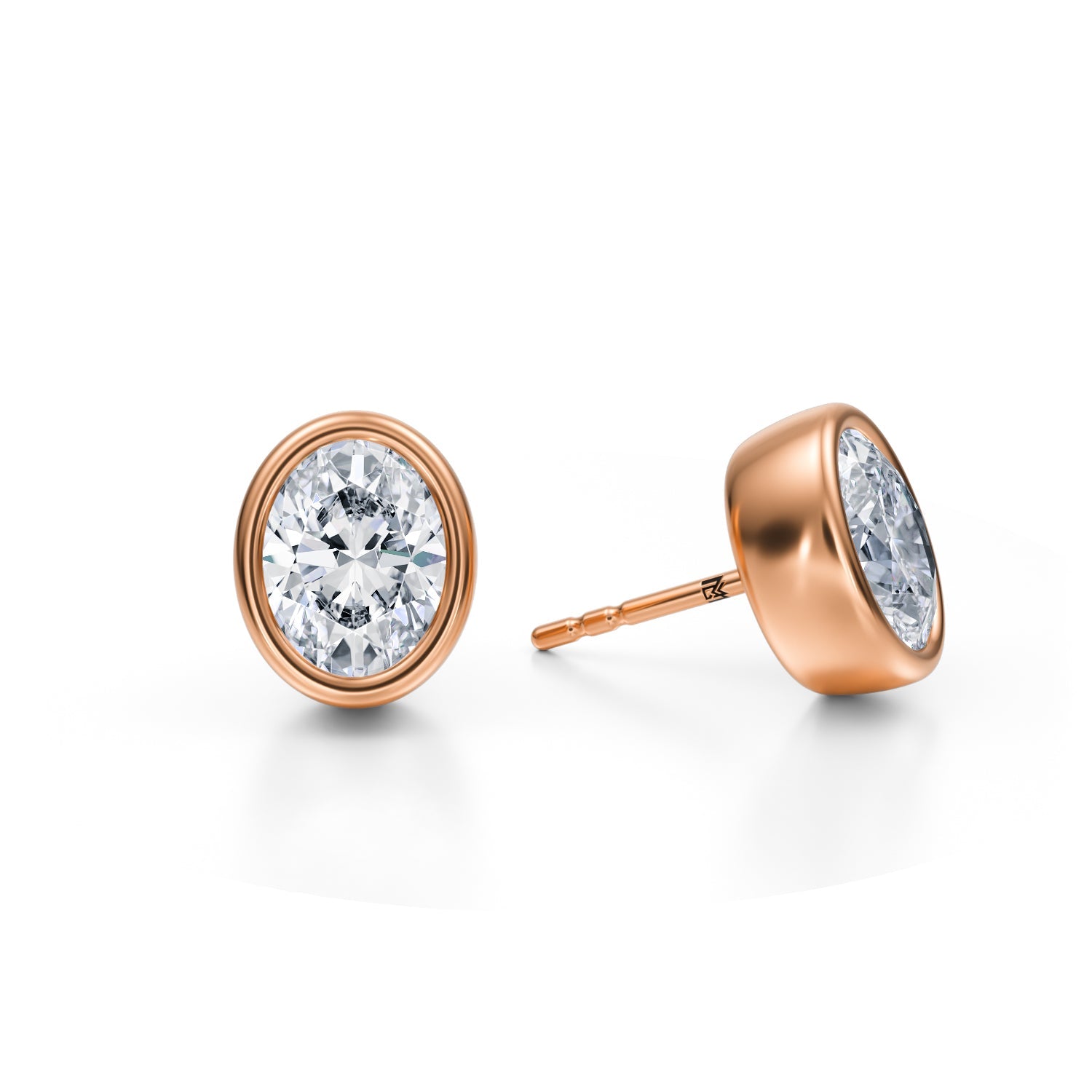 4 Carat Oval Bezel Stud Lab Grown Diamond Earrings - Michael Gabriels