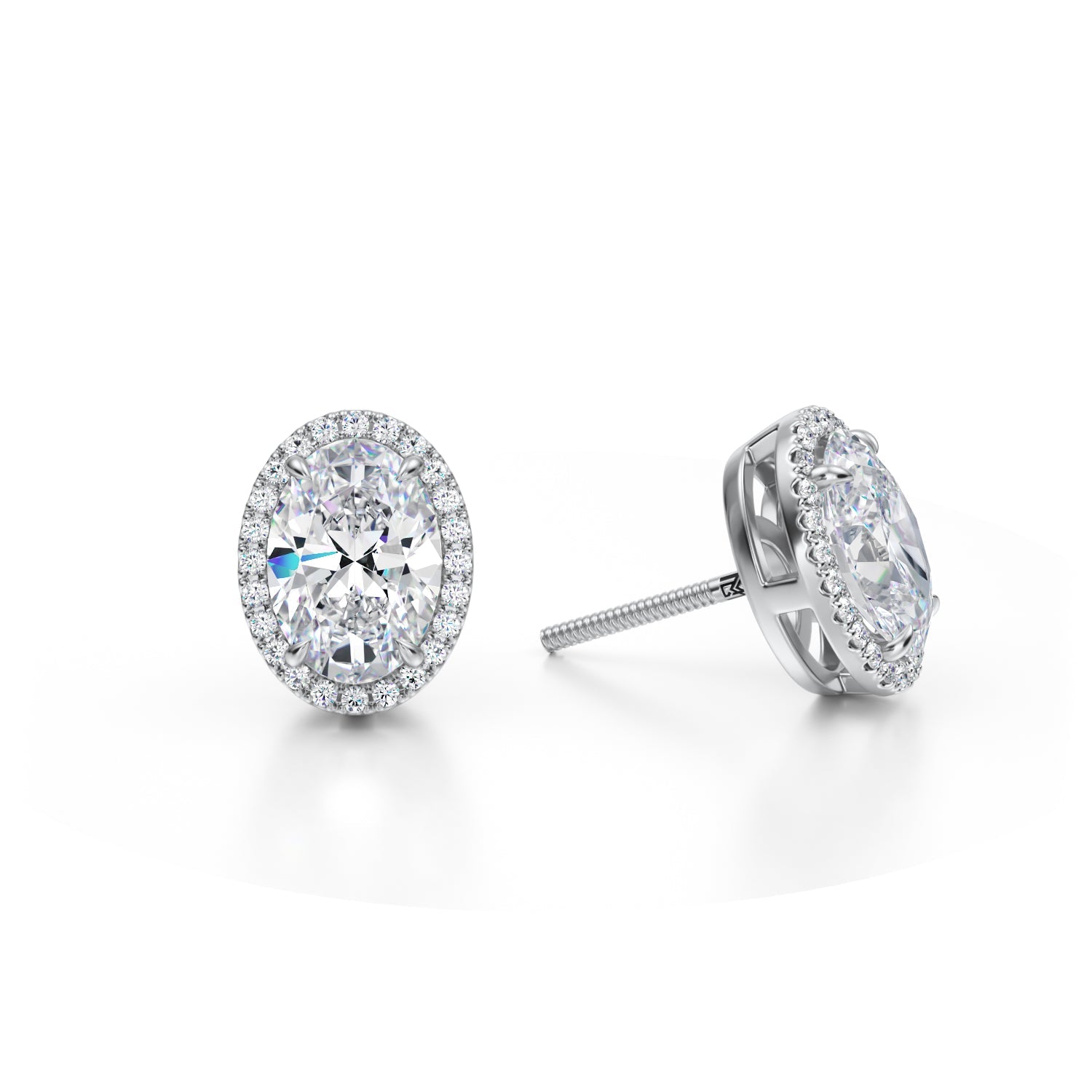 4 Carat Oval Halo Stud Earrings - Michael Gabriels