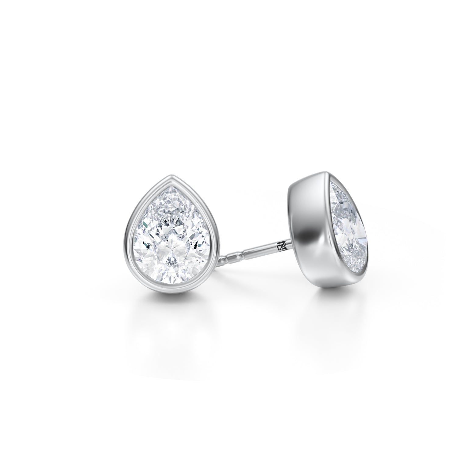 4 Carat Pear Bezel Stud Lab Grown Diamond Earrings - Michael Gabriels