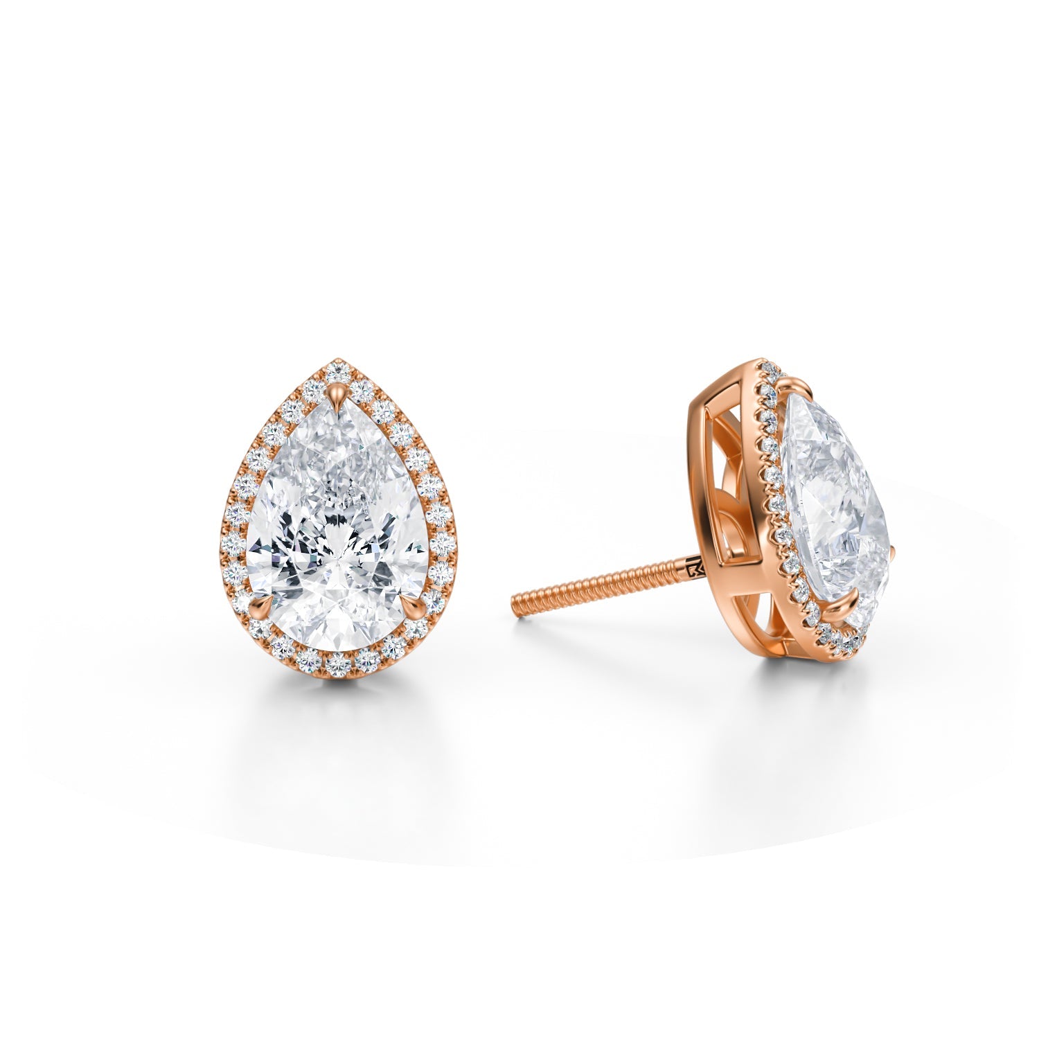 4 Carat Pear Halo Stud Earrings - Michael Gabriels