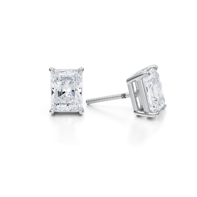 4 Carat Radiant Lab Grown Diamond Stud Earrings - Michael Gabriels