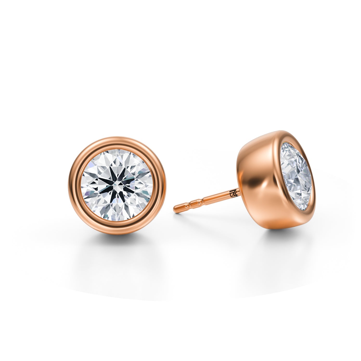 4 Carat Round Bezel Stud Lab Grown Diamond Earrings | Michael Gabriels