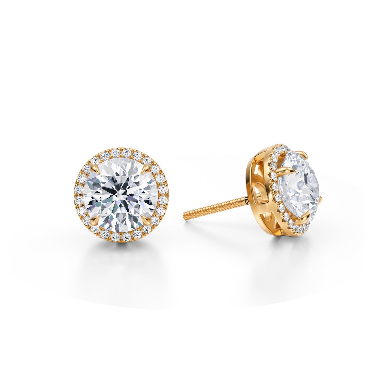 4 Carat Round Halo Stud Earrings - Michael Gabriels