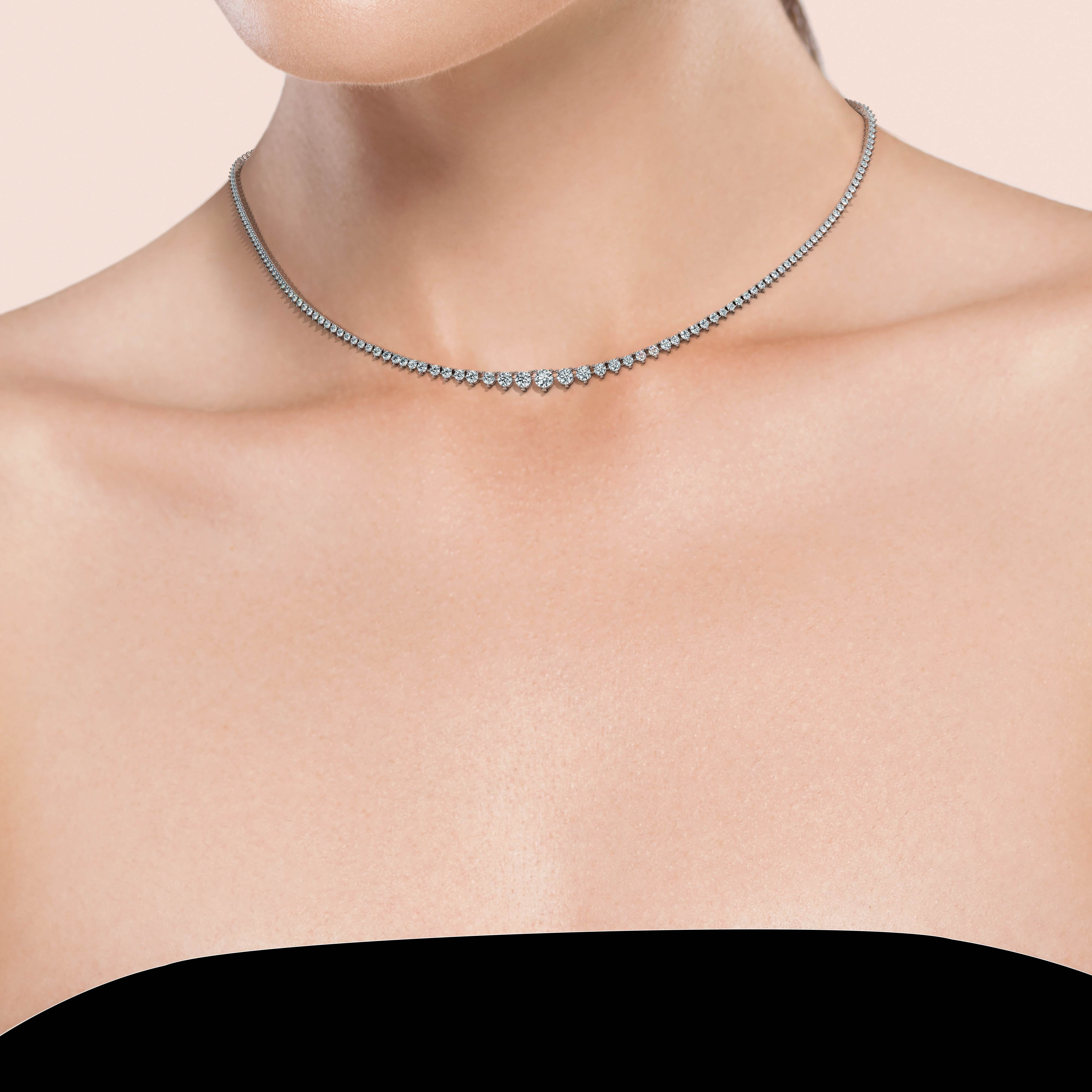 Lab Grown Diamond Graduated Tennis Necklace