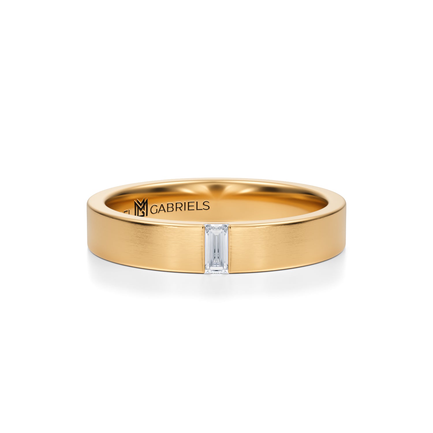 4mm Matte Brushed Band with Baguette Diamonds & Polished Sides - Michael Gabriels