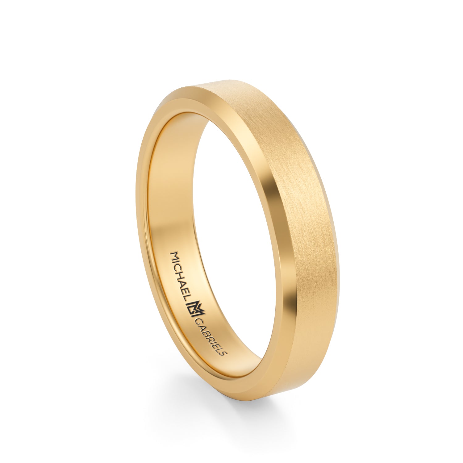 4mm Men's Beveled Wedding Band Matte Michael Gabriels