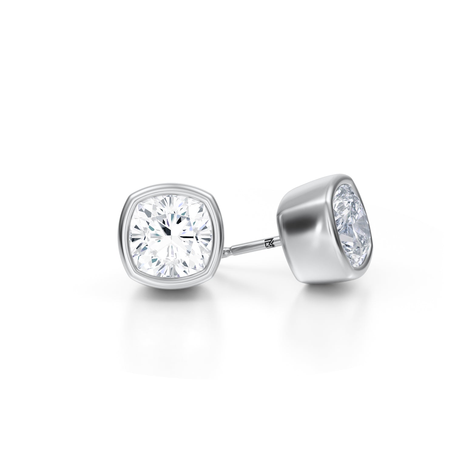 5 Carat Cushion Bezel Stud Lab Grown Diamond Earrings - Michael Gabriels