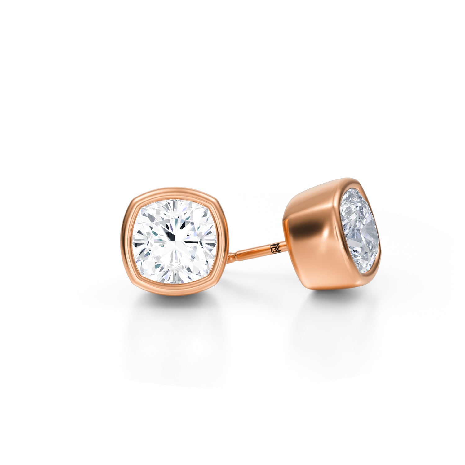 アクセサリー DIAMOND SLAB STUD EARRING 5 Carat Cushion Bezel Stud Lab Grown Diamond Earrings