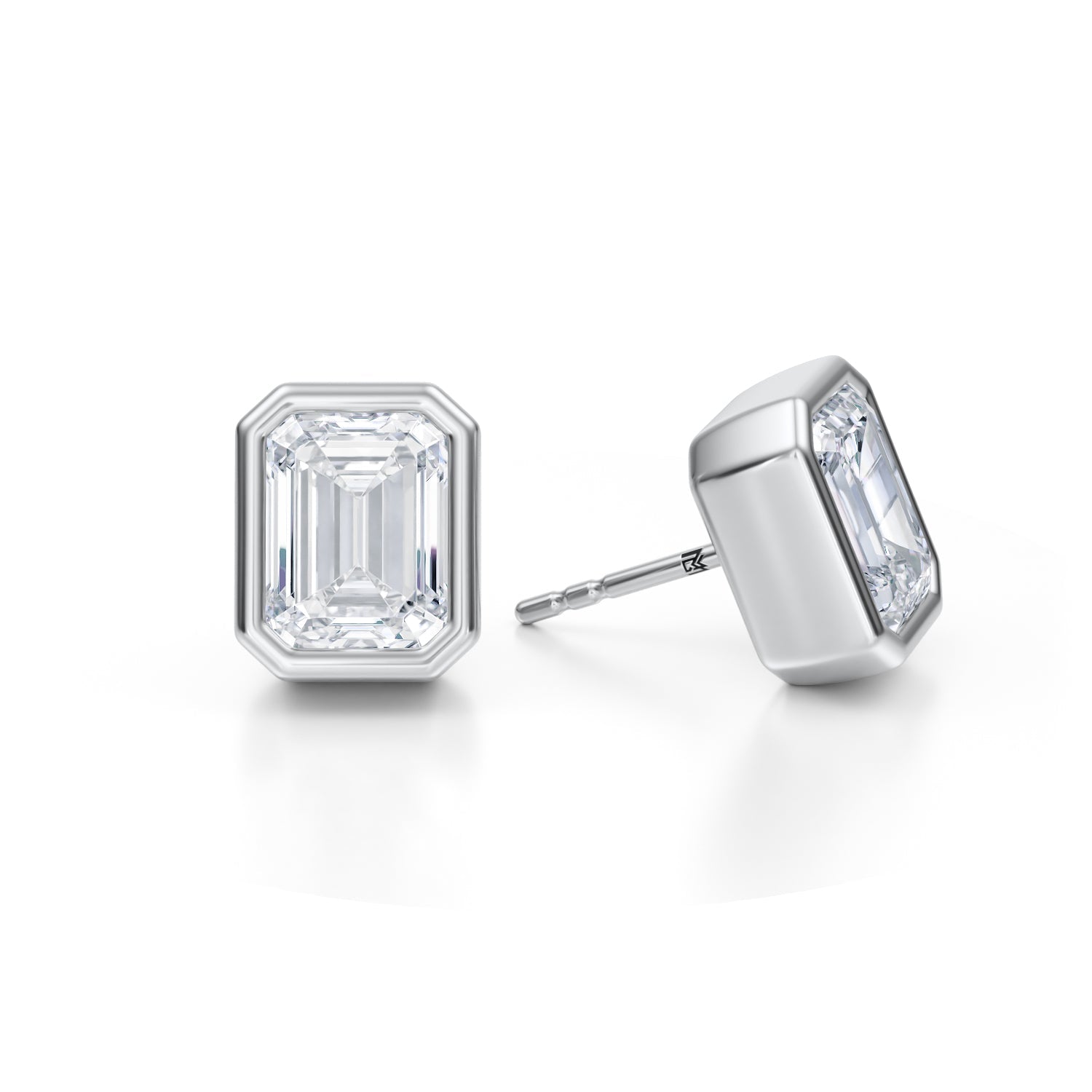 5 Carat Emerald Bezel Stud Lab Grown Diamond Earrings - Michael Gabriels