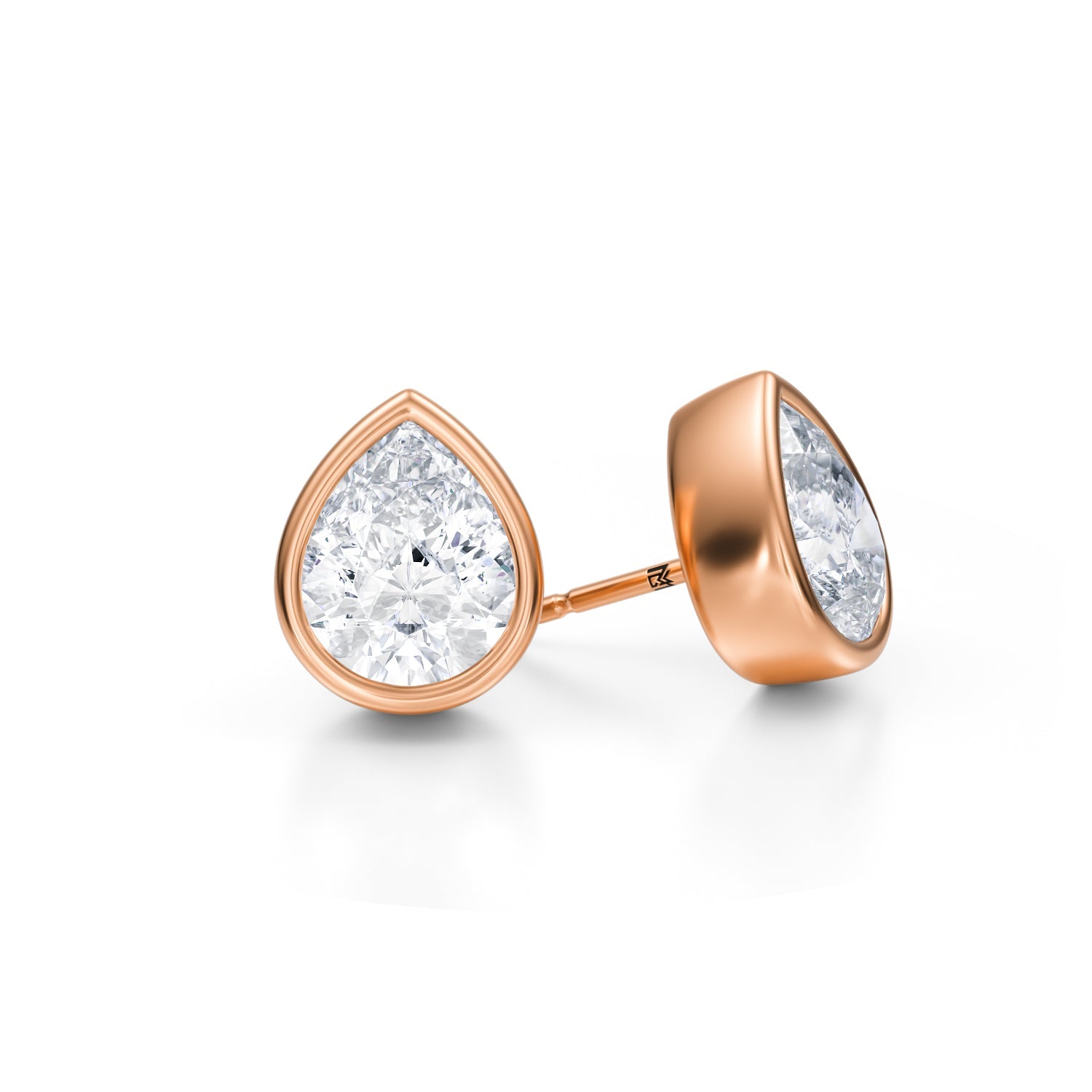 Carat Pear Bezel Lab Grown Diamond Stud Earrings Michael Gabriels