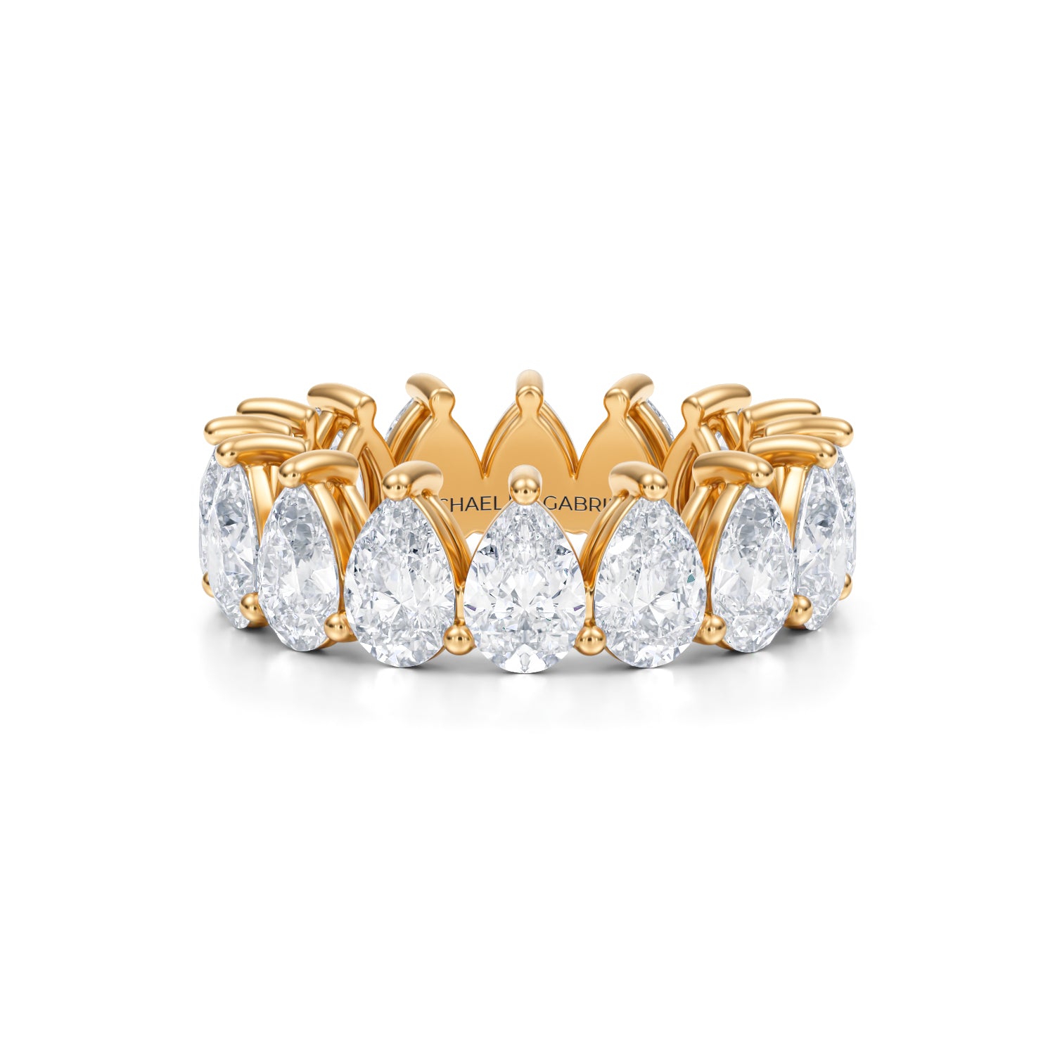 5 Carat Pear Lab Grown Diamond Basket Eternity Band - Michael Gabriels