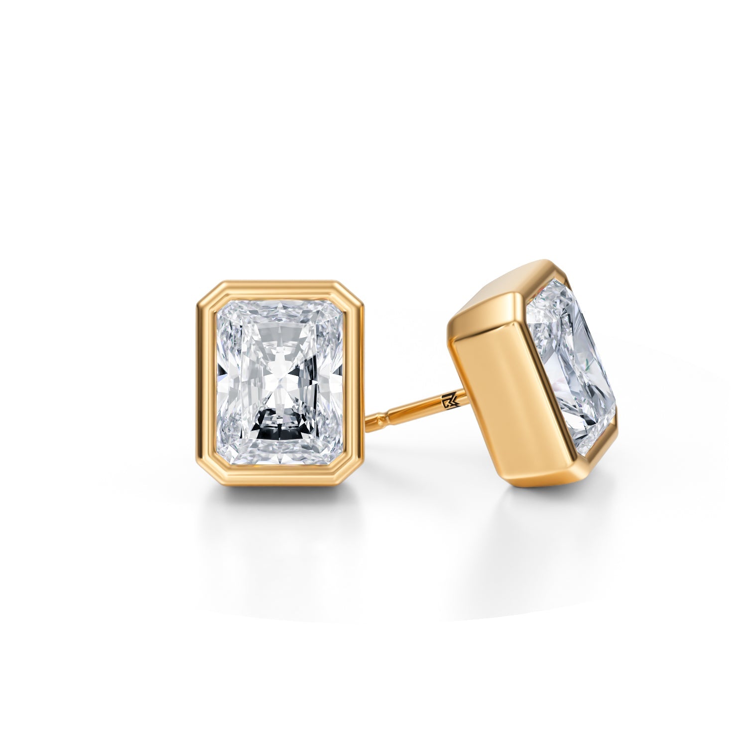 5 Carat Radiant Bezel Stud Lab Grown Diamond Earrings - Michael Gabriels