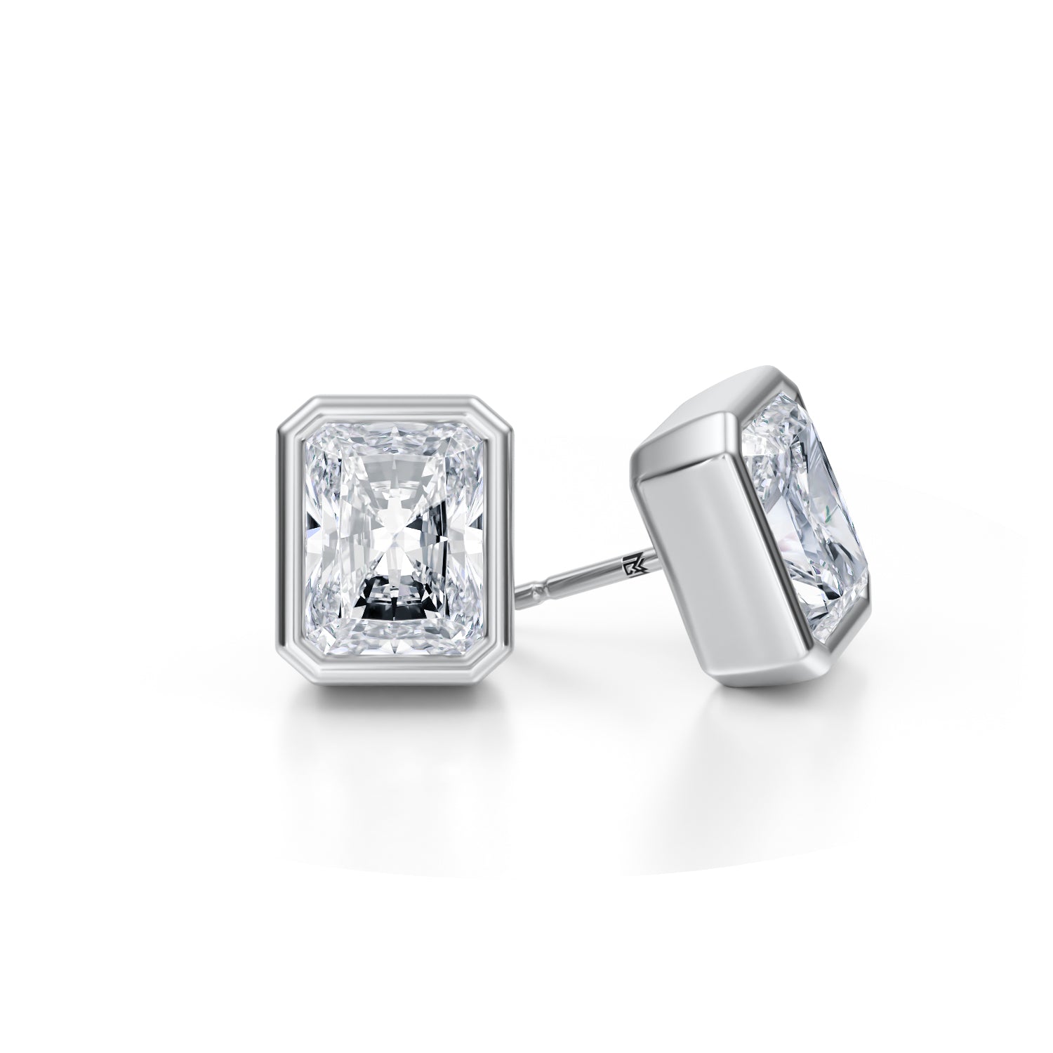 5 Carat Radiant Bezel Stud Lab Grown Diamond Earrings - Michael Gabriels