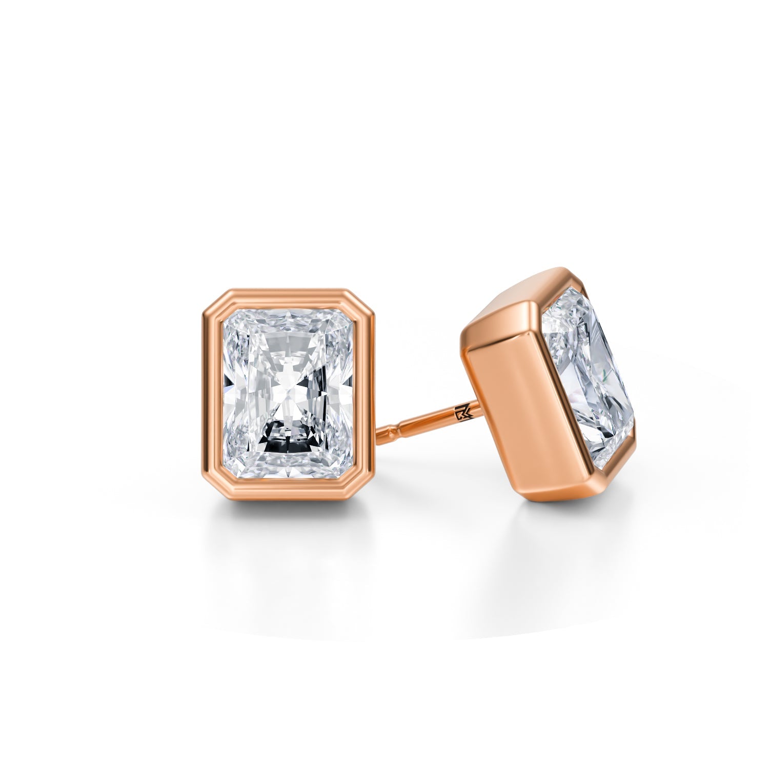5 Carat Radiant Bezel Stud Lab Grown Diamond Earrings - Michael Gabriels