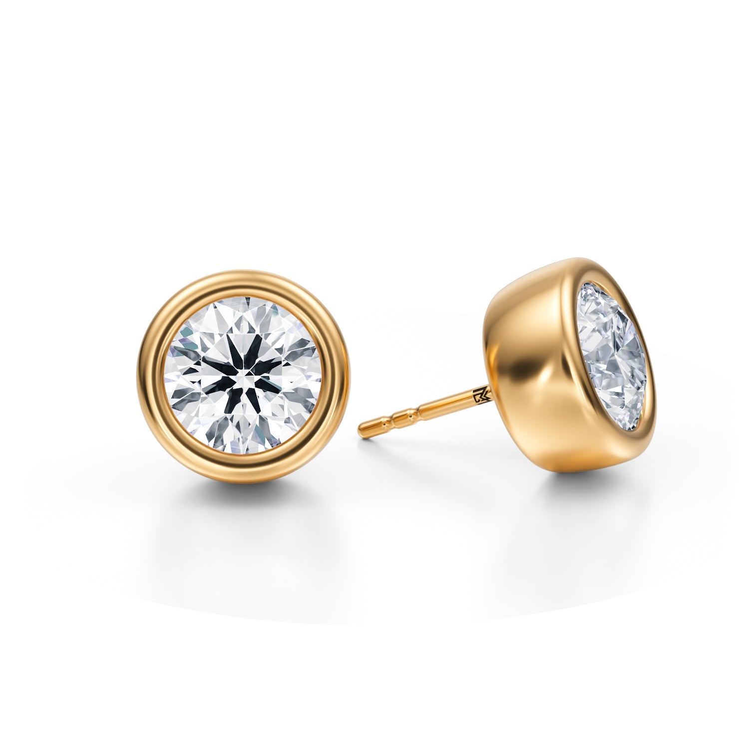 5 Carat Round Bezel Stud Lab Grown Diamond Earrings - Michael Gabriels