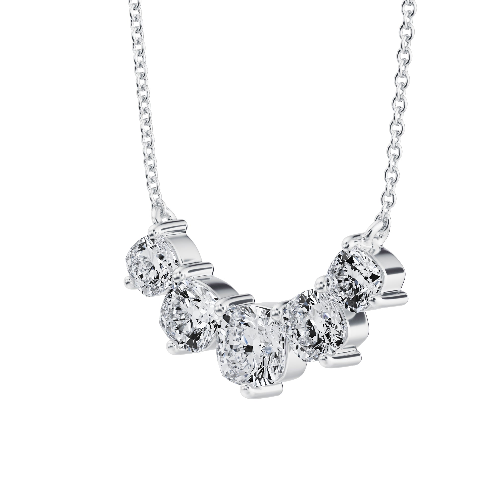 5 Graduated Cushion Lab Grown Diamond Necklace - 2 Carat - Michael Gabriels