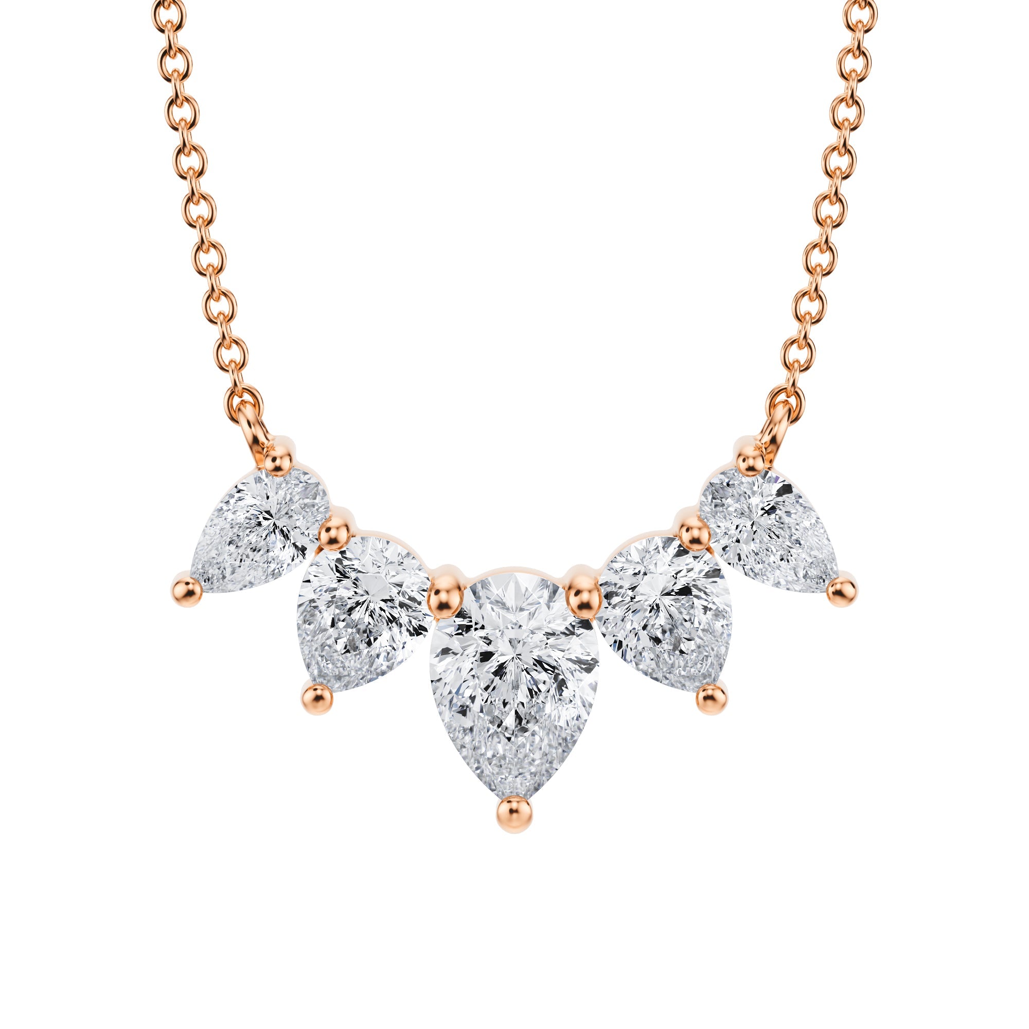 5 Graduated Pear Lab Grown Diamond Necklace - 2 Carat - Michael Gabriels