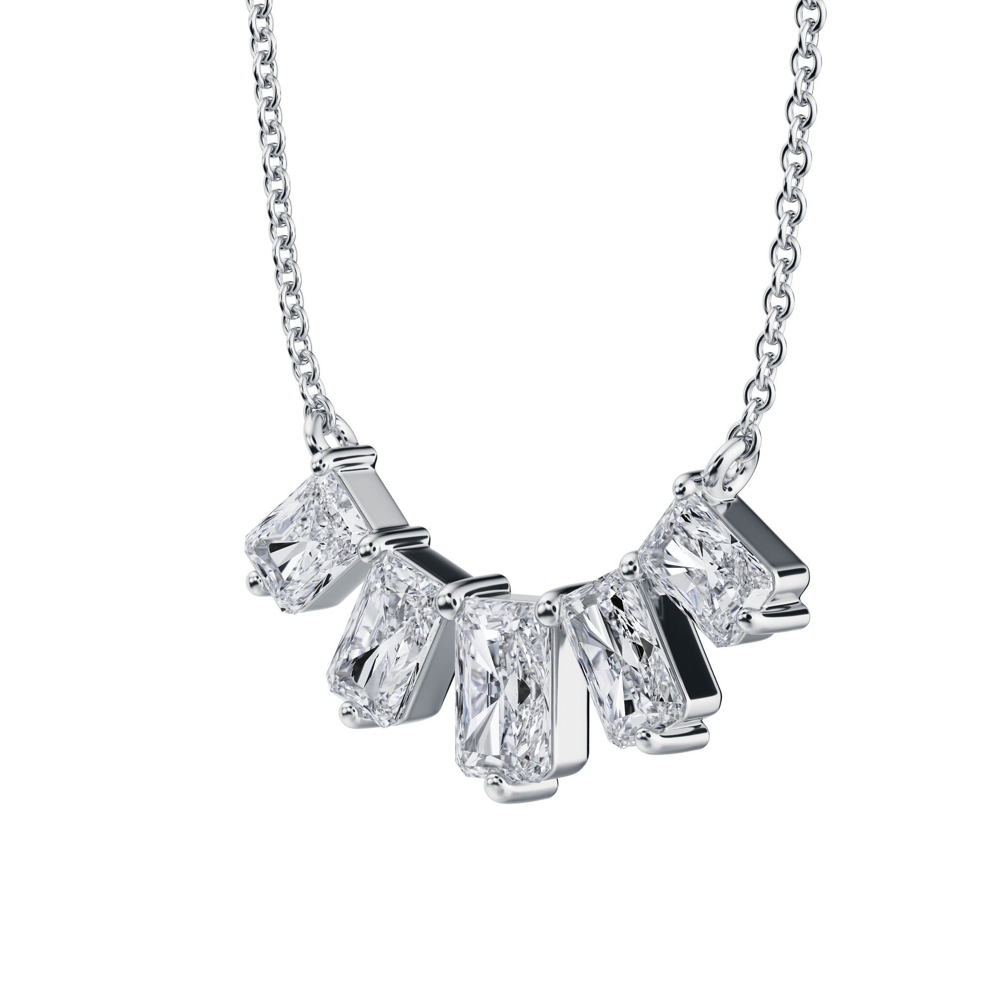 5 Graduated Radiant Lab Grown Diamond Necklace 1.5 Carat - Michael Gabriels