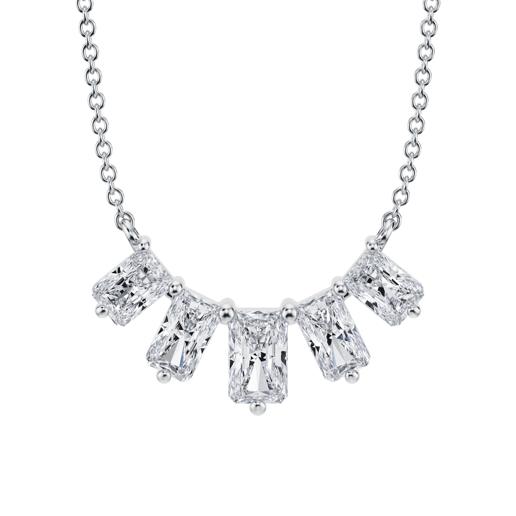 5 Graduated Radiant Lab Grown Diamond Necklace 1.5 Carat - Michael Gabriels