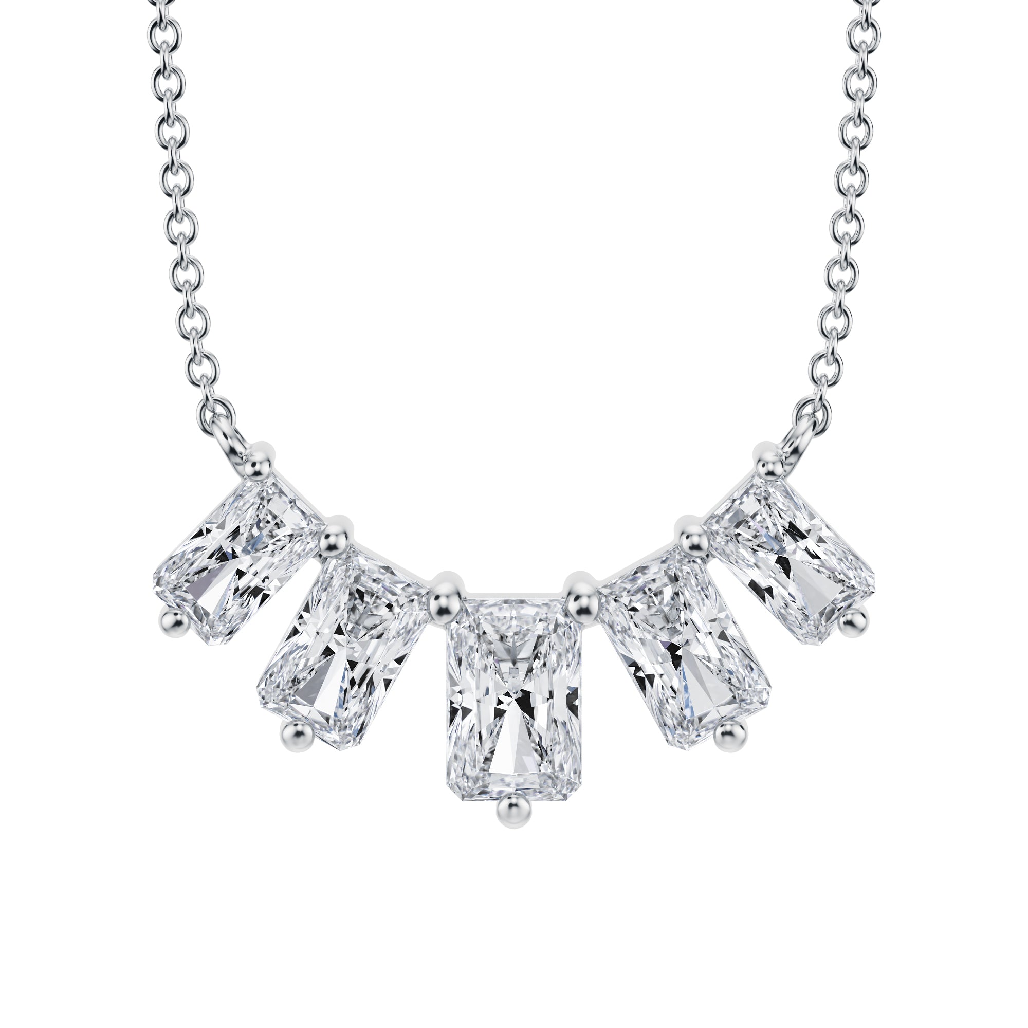 5 Graduated Radiant Lab Grown Diamond Necklace - 2 Carat - Michael Gabriels