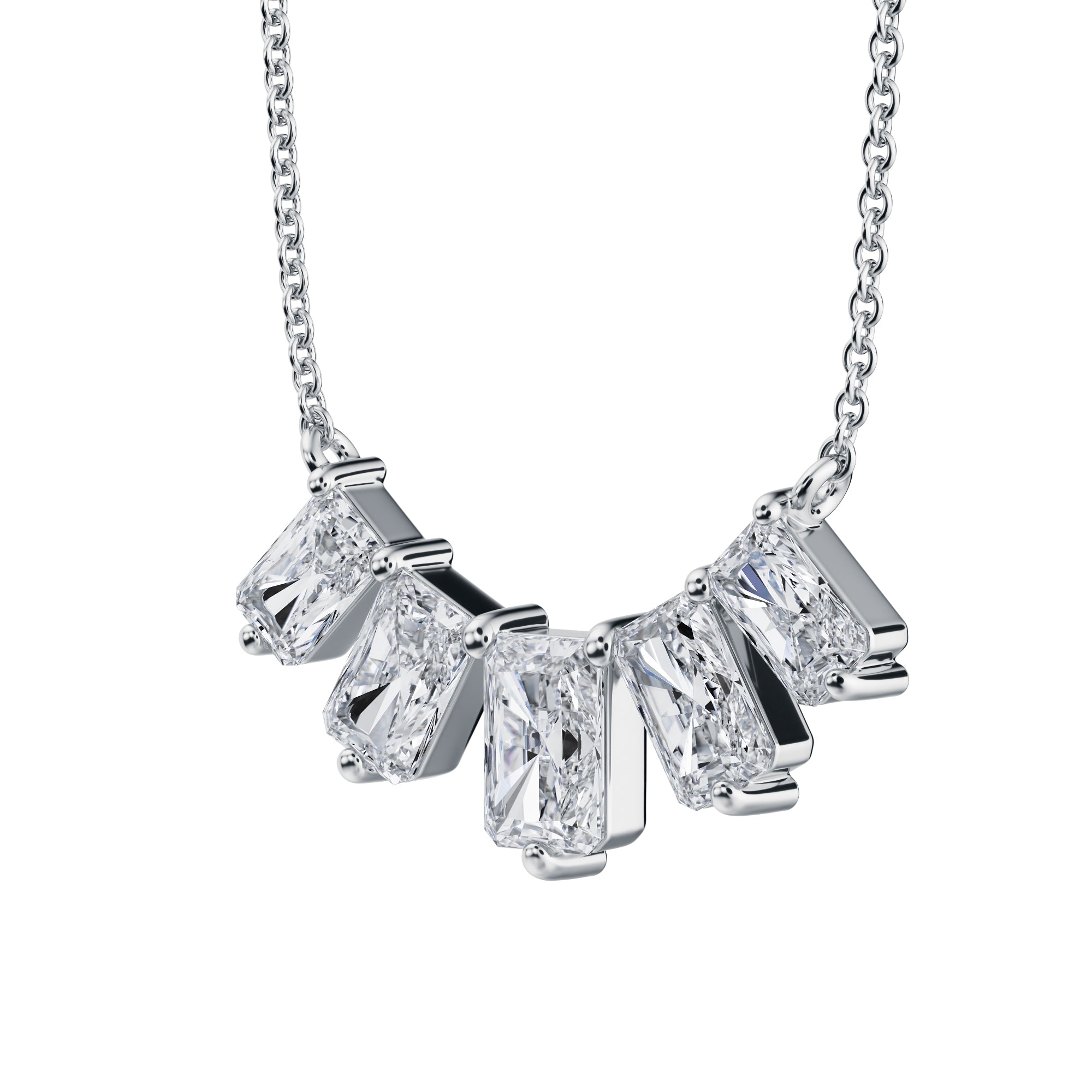 5 Graduated Radiant Lab Grown Diamond Necklace - 2 Carat - Michael Gabriels