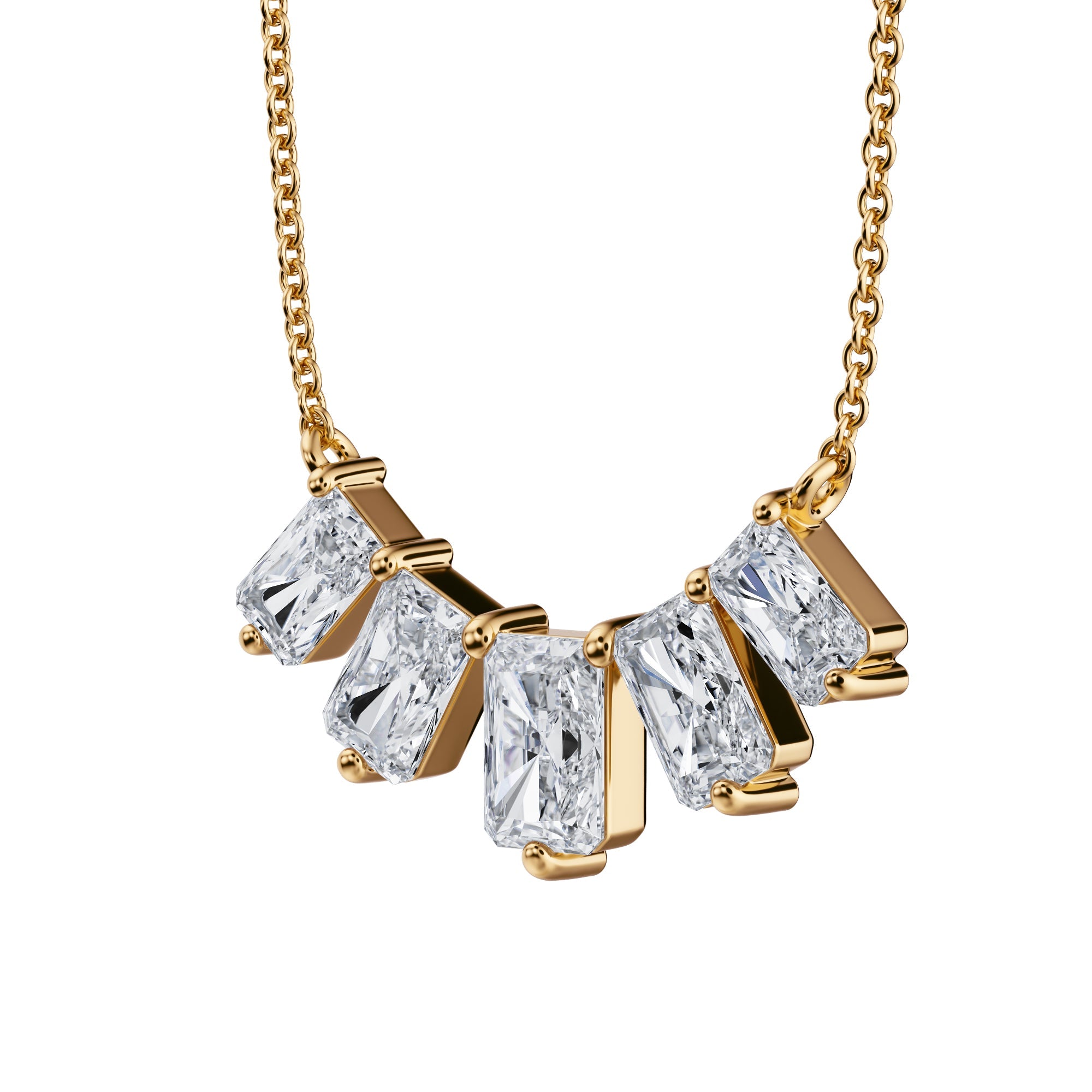 5 Graduated Radiant Lab Grown Diamond Necklace - 2 Carat - Michael Gabriels