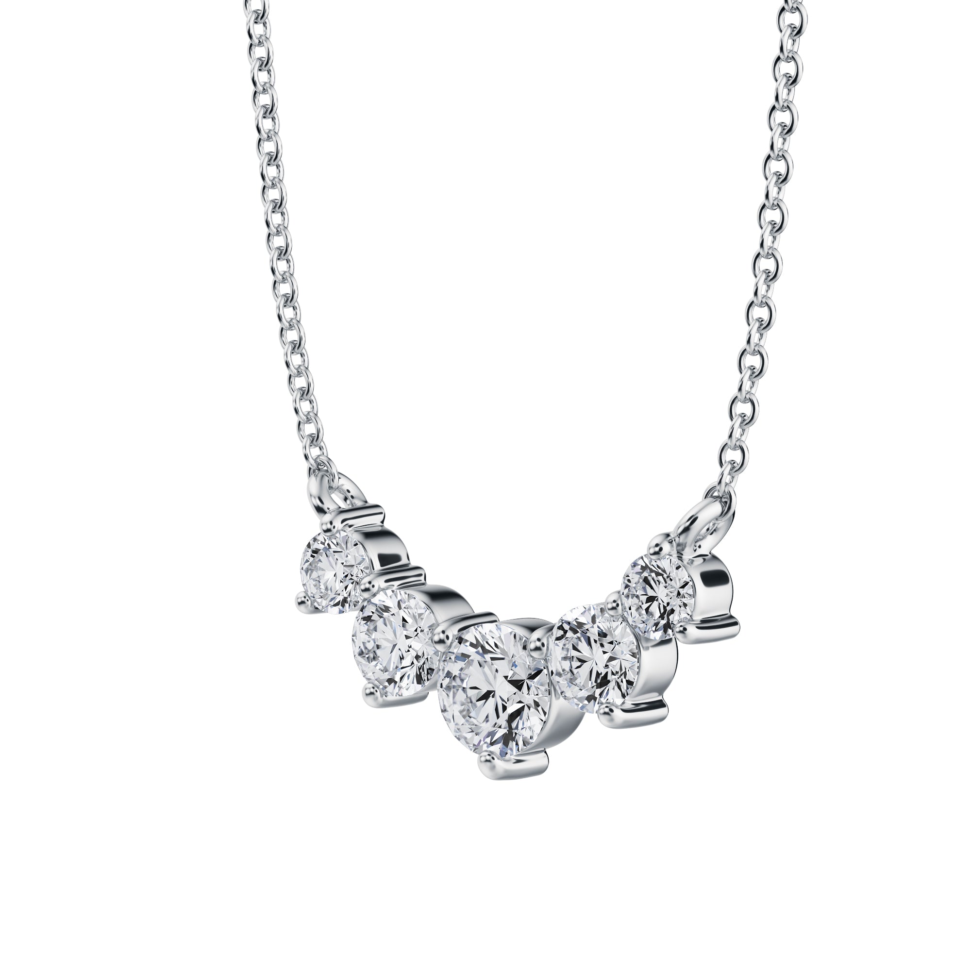 5 Graduated Round Lab Grown Diamond Necklace - 3/4 Carat - Michael Gabriels