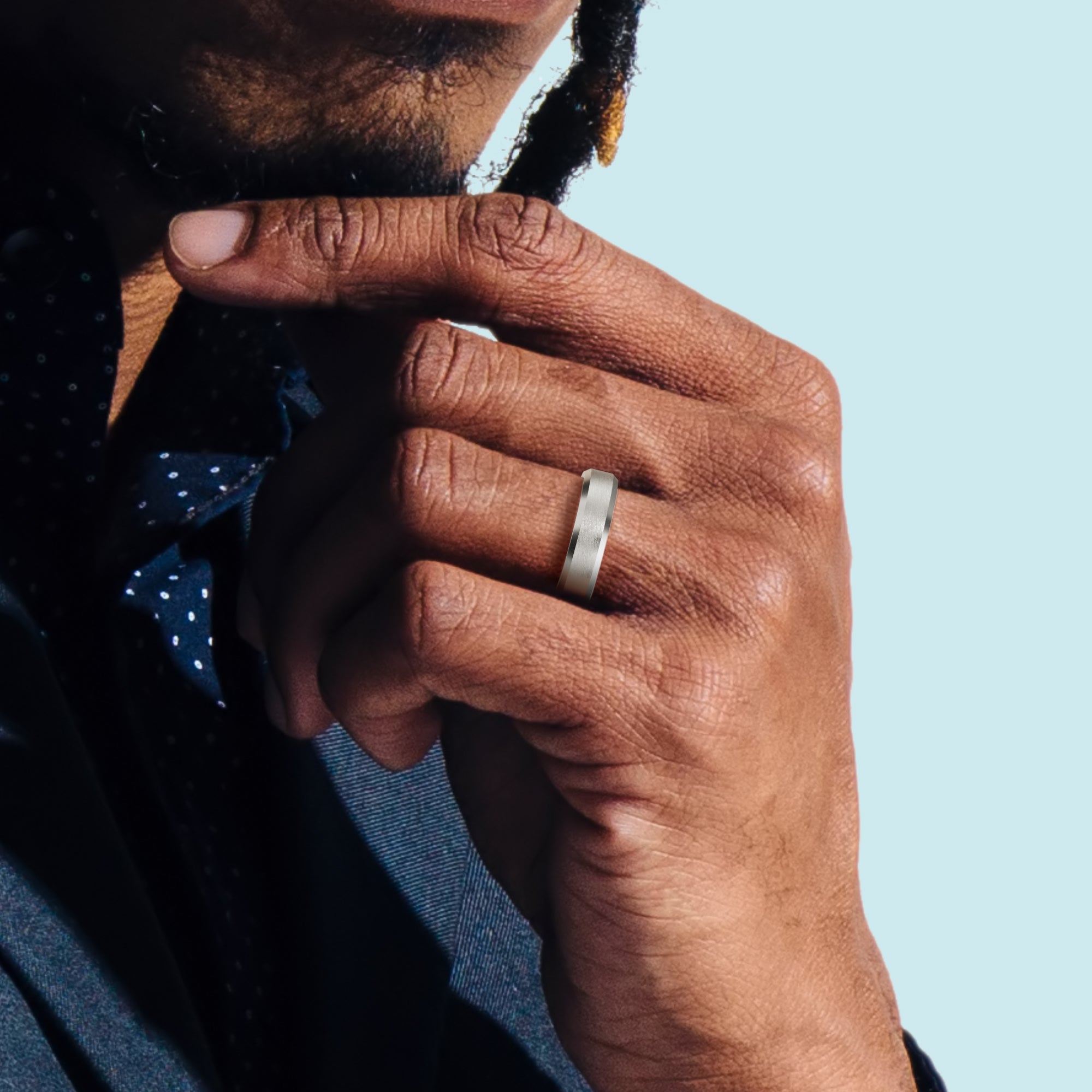 5mm Men's Beveled Wedding Band Matte Michael Gabriels