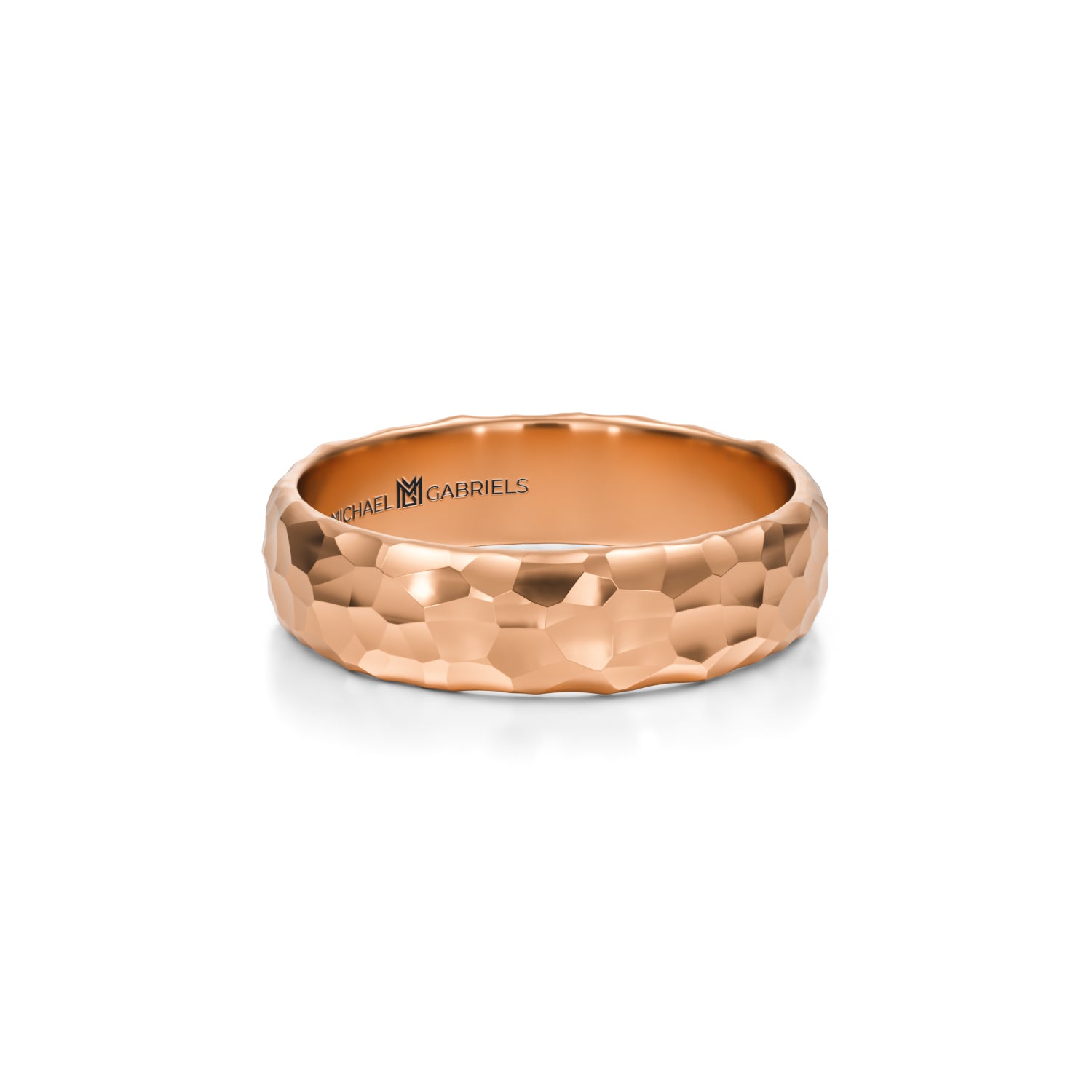 5mm Mens Wedding Band - Hammered High Polish | Michael Gabriels