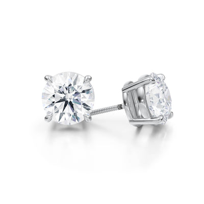 6.00 Carat Total Weight Round Lab Grown Diamond Stud Earrings (Certified F VS1) - Michael Gabriels