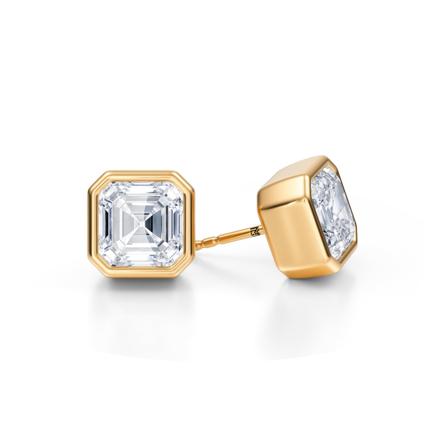6 Carat Asscher Cut Bezel Stud Lab Grown Diamond Earrings - Michael Gabriels